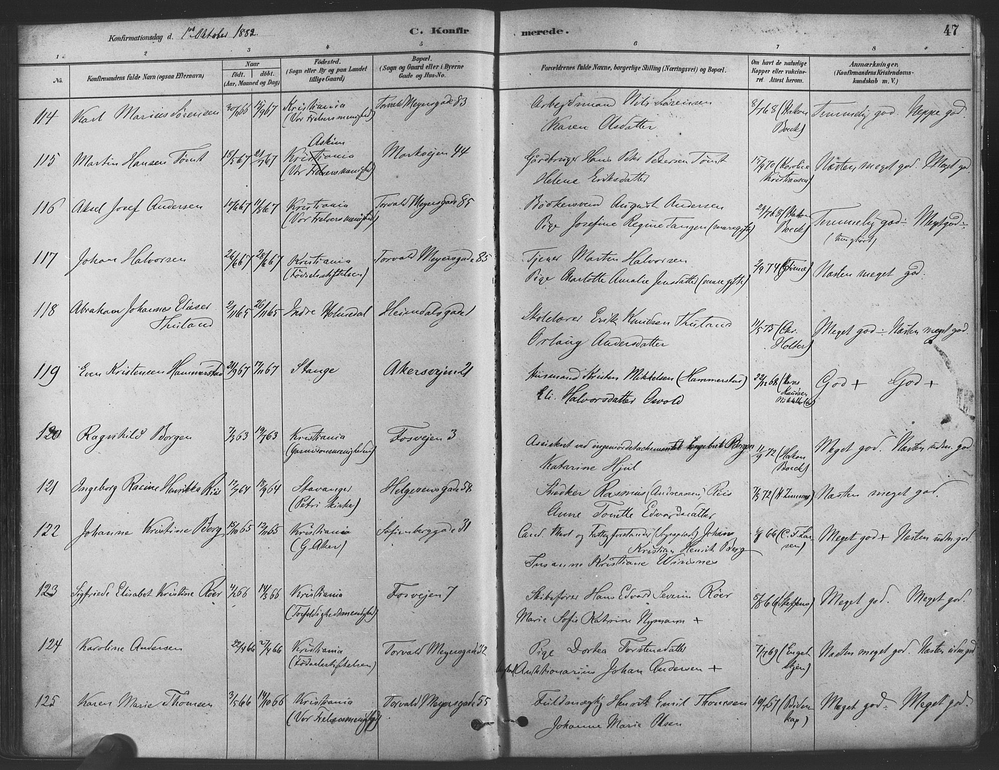 Paulus prestekontor Kirkebøker, AV/SAO-A-10871/F/Fa/L0004: Parish register (official) no. 4, 1879-1891, p. 47