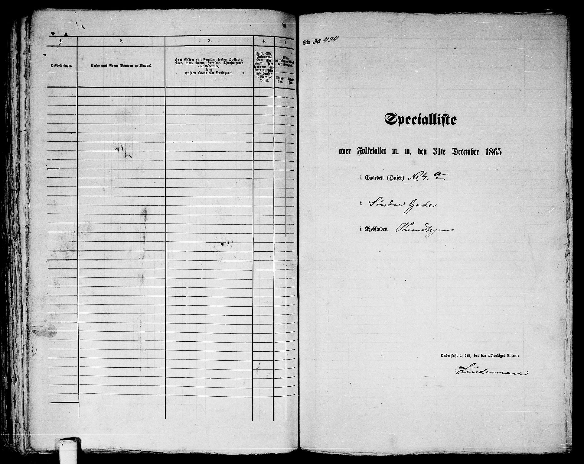 RA, 1865 census for Trondheim, 1865, p. 910