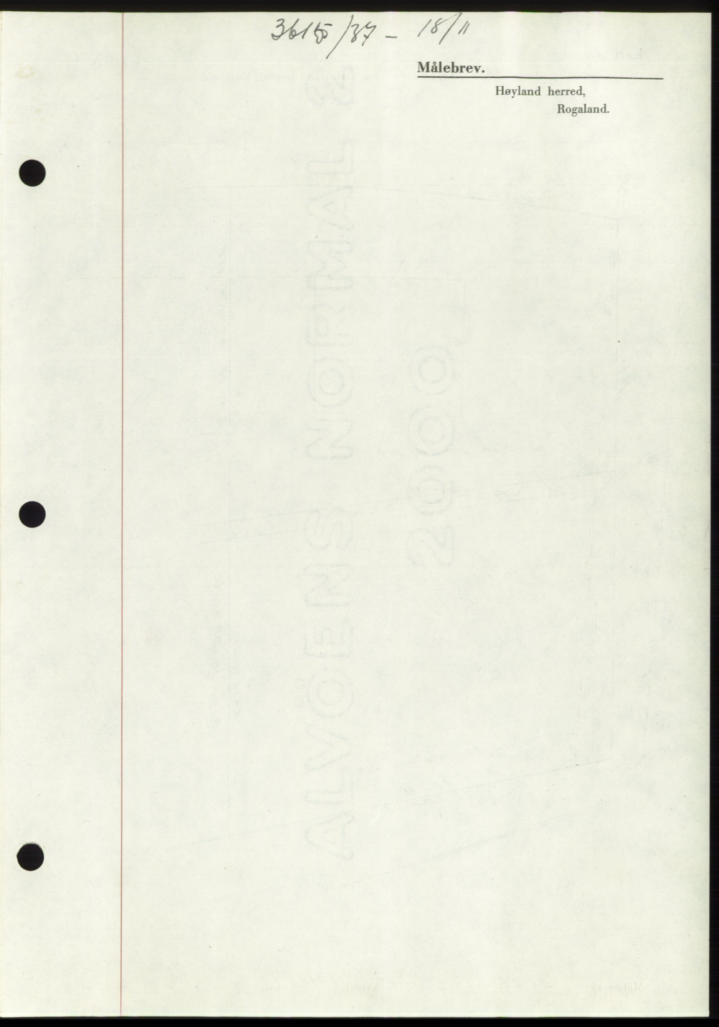 Jæren sorenskriveri, SAST/A-100310/03/G/Gba/L0069: Mortgage book, 1937-1937, Diary no: : 3615/1937