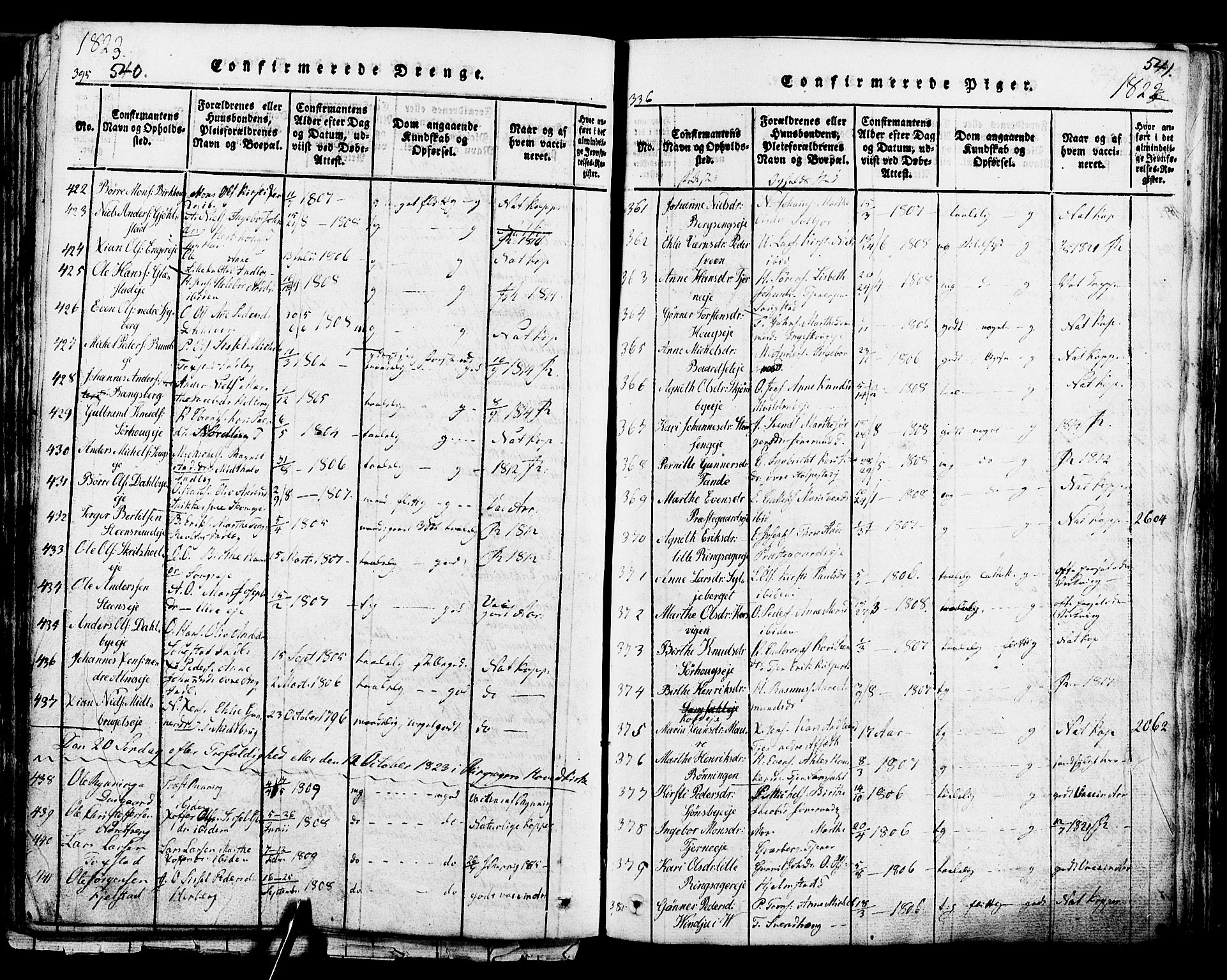 Ringsaker prestekontor, SAH/PREST-014/K/Ka/L0005: Parish register (official) no. 5, 1814-1826, p. 540-541