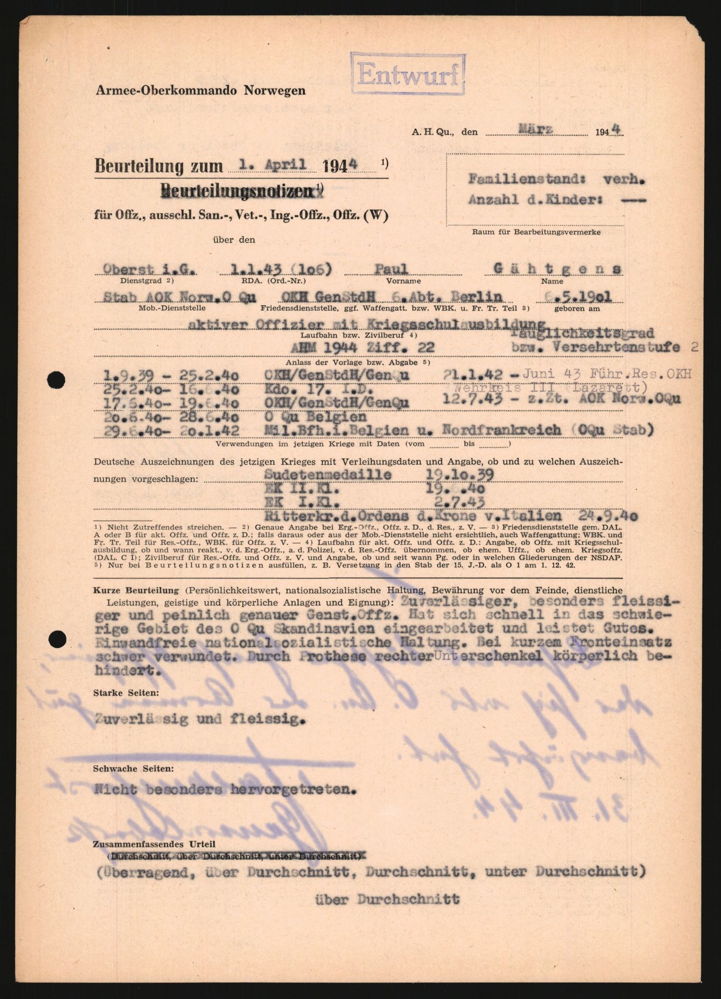 Forsvarets Overkommando. 2 kontor. Arkiv 11.4. Spredte tyske arkivsaker, AV/RA-RAFA-7031/D/Dar/Dara/L0018: Personalbøker, 1940-1945, p. 512
