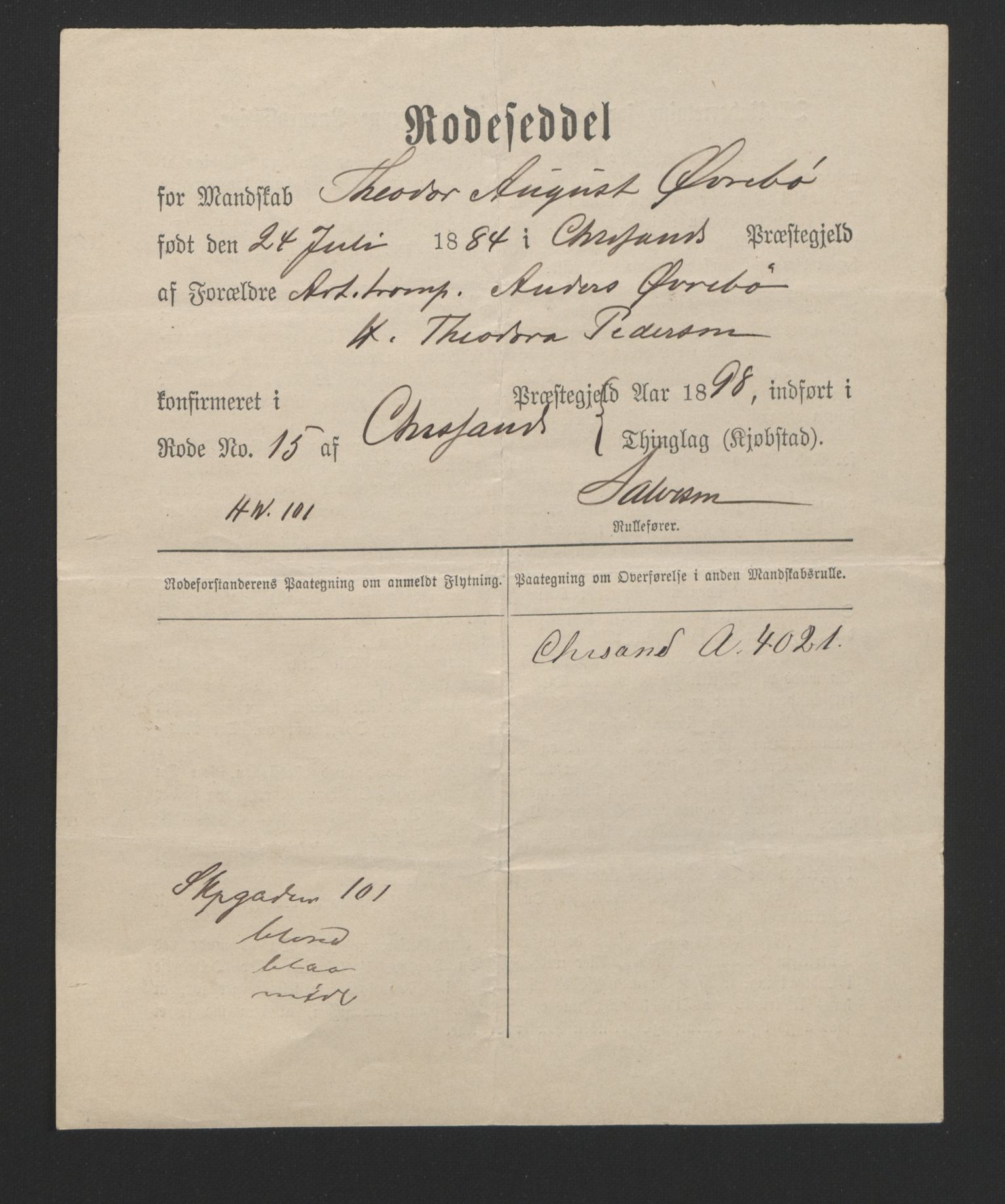 Kristiansand mønstringskrets, SAK/2031-0015/F/Fa/L0007: Annotasjonsrulle nr 3831-6645, I-5, 1898-1920, p. 80