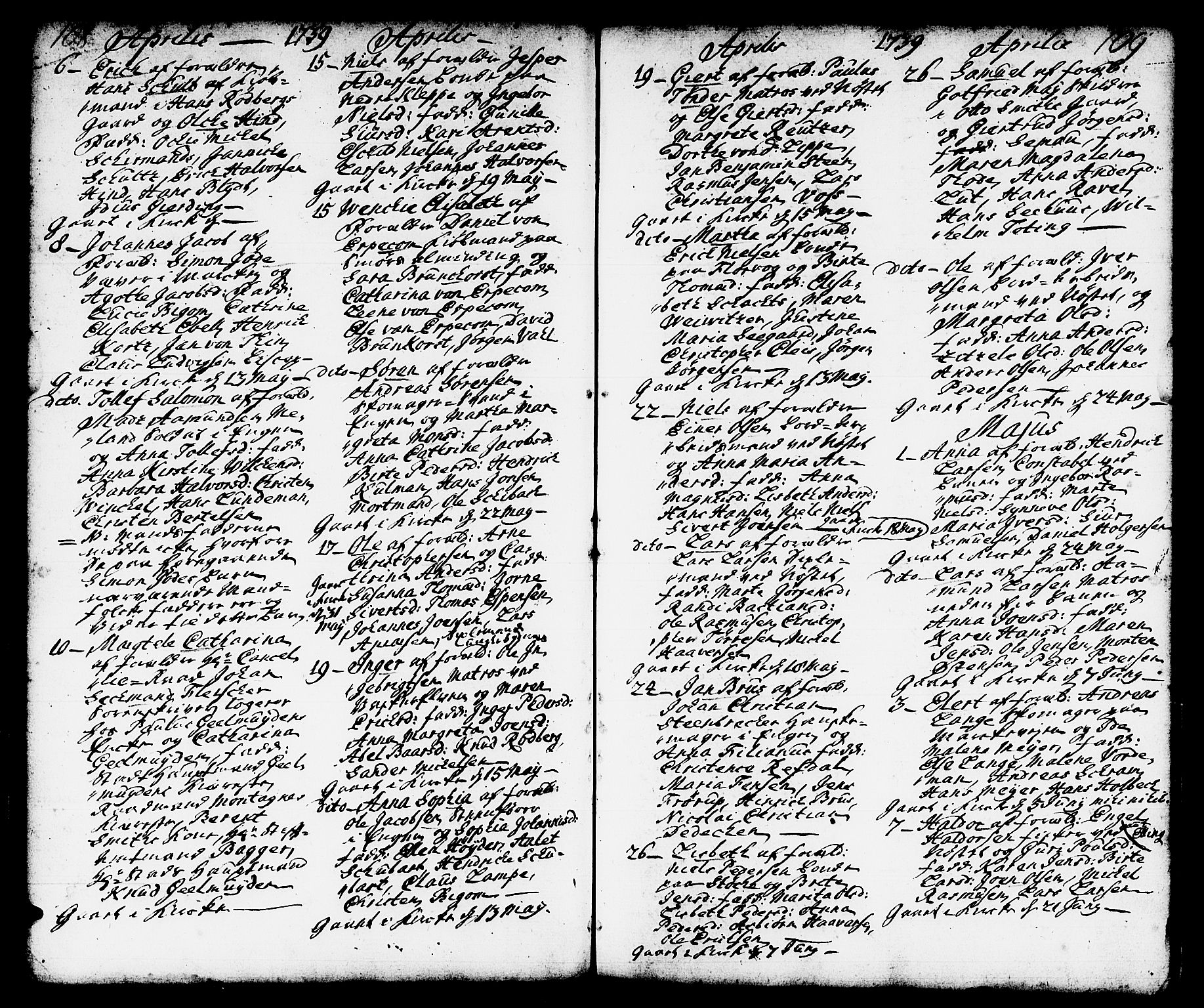 Domkirken sokneprestembete, AV/SAB-A-74801/H/Haa/L0002: Parish register (official) no. A 2, 1733-1750, p. 108-109