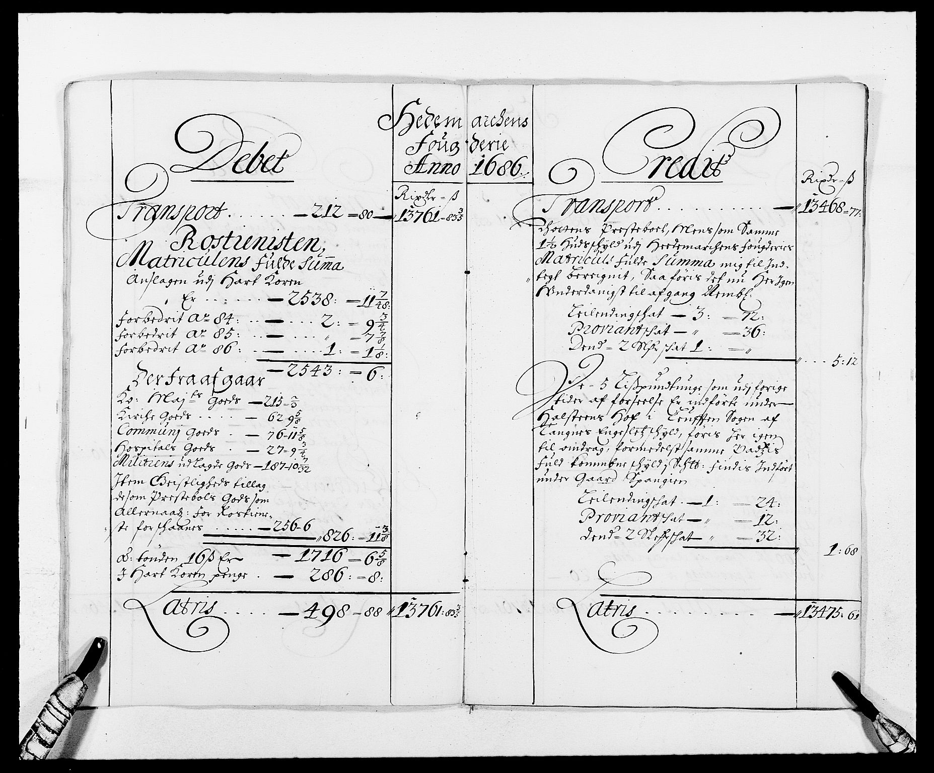 Rentekammeret inntil 1814, Reviderte regnskaper, Fogderegnskap, AV/RA-EA-4092/R16/L1027: Fogderegnskap Hedmark, 1686, p. 9