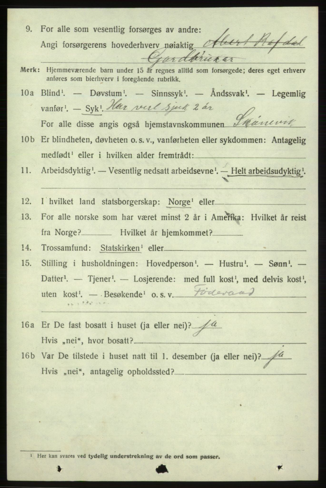 SAB, 1920 census for Skånevik, 1920, p. 4838