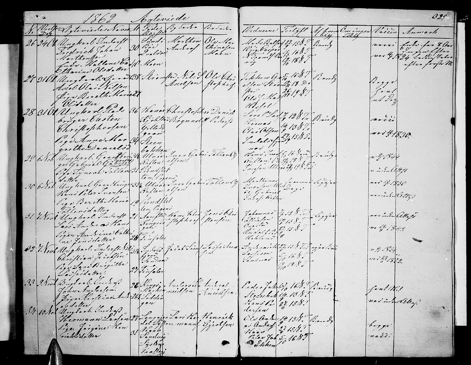 Ministerialprotokoller, klokkerbøker og fødselsregistre - Nordland, AV/SAT-A-1459/888/L1265: Parish register (copy) no. 888C03, 1850-1863, p. 329