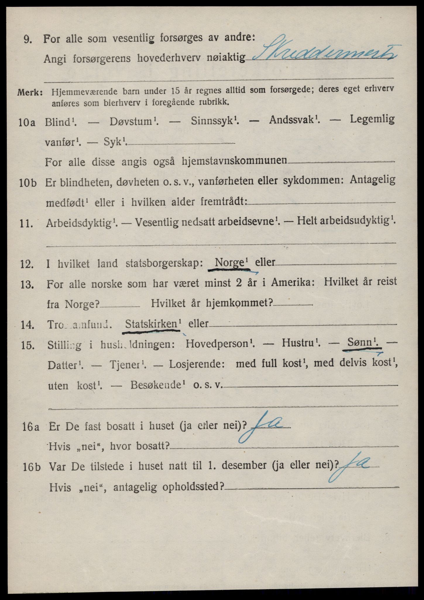 SAT, 1920 census for Vestnes, 1920, p. 3090