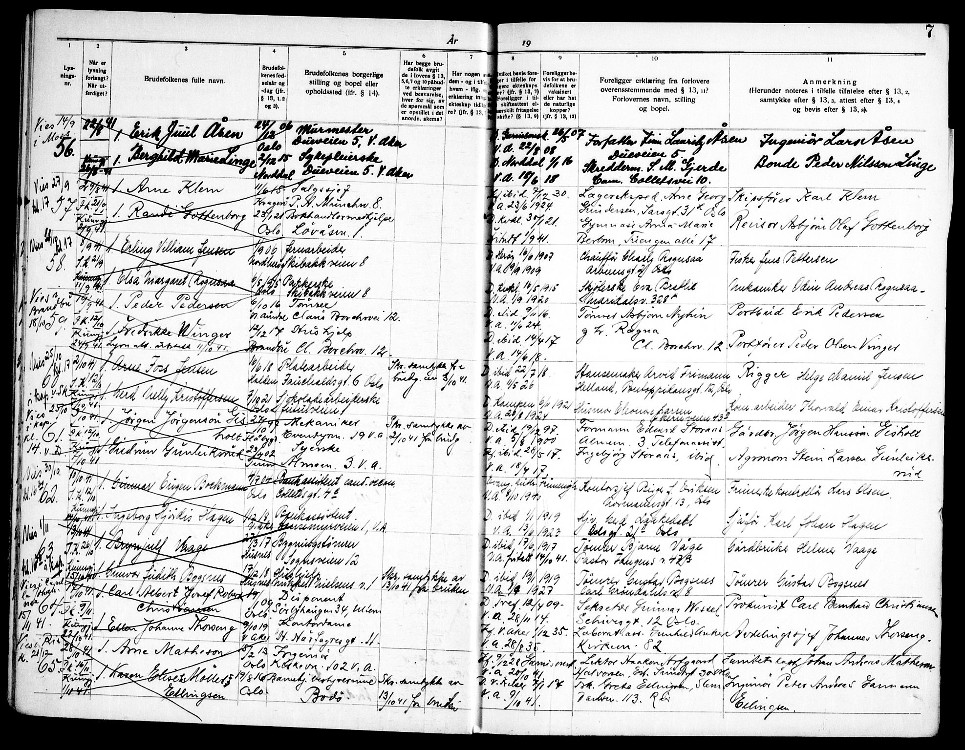 Vestre Aker prestekontor Kirkebøker, AV/SAO-A-10025/H/Ha/L0007: Banns register no. 7, 1940-1952, p. 7