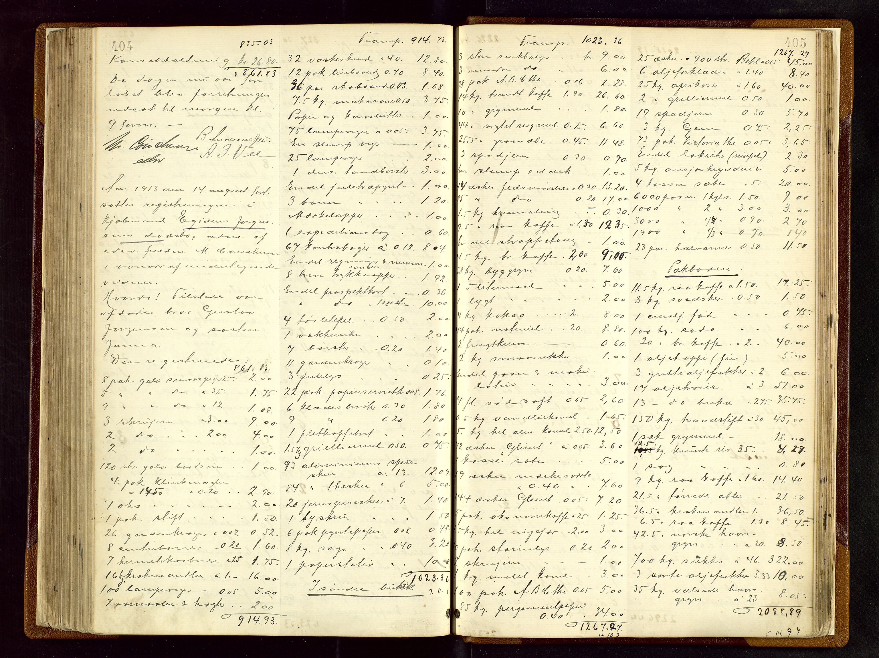 Haugesund tingrett, AV/SAST-A-101415/01/IV/IVB/L0003: Skifteregistreringsprotokoll, med register, 1898-1914, p. 404-405