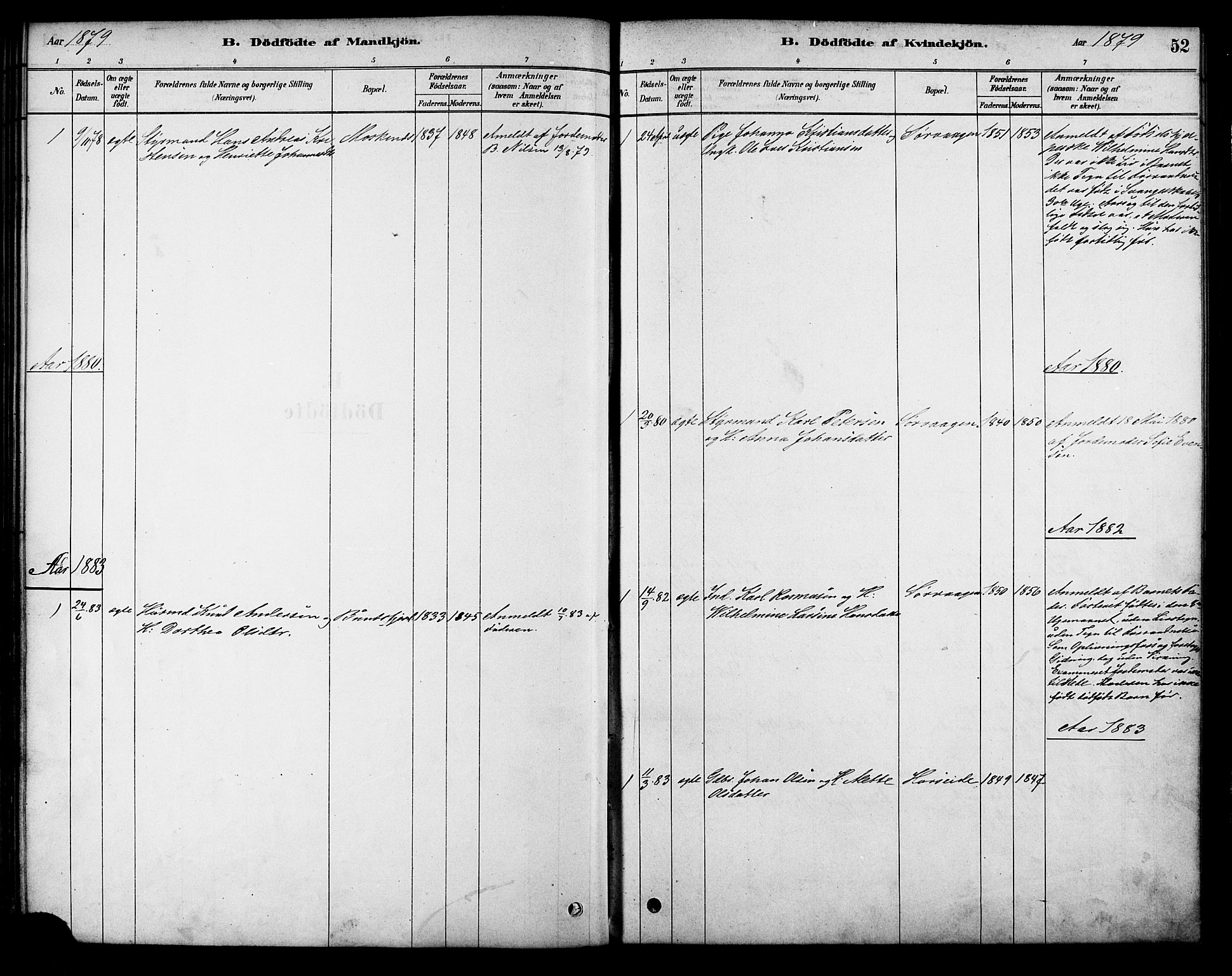 Ministerialprotokoller, klokkerbøker og fødselsregistre - Nordland, SAT/A-1459/886/L1219: Parish register (official) no. 886A01, 1878-1892, p. 52