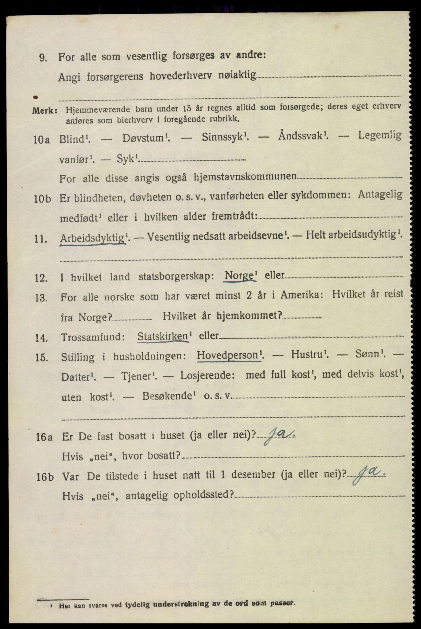 SAK, 1920 census for Bygland, 1920, p. 3090