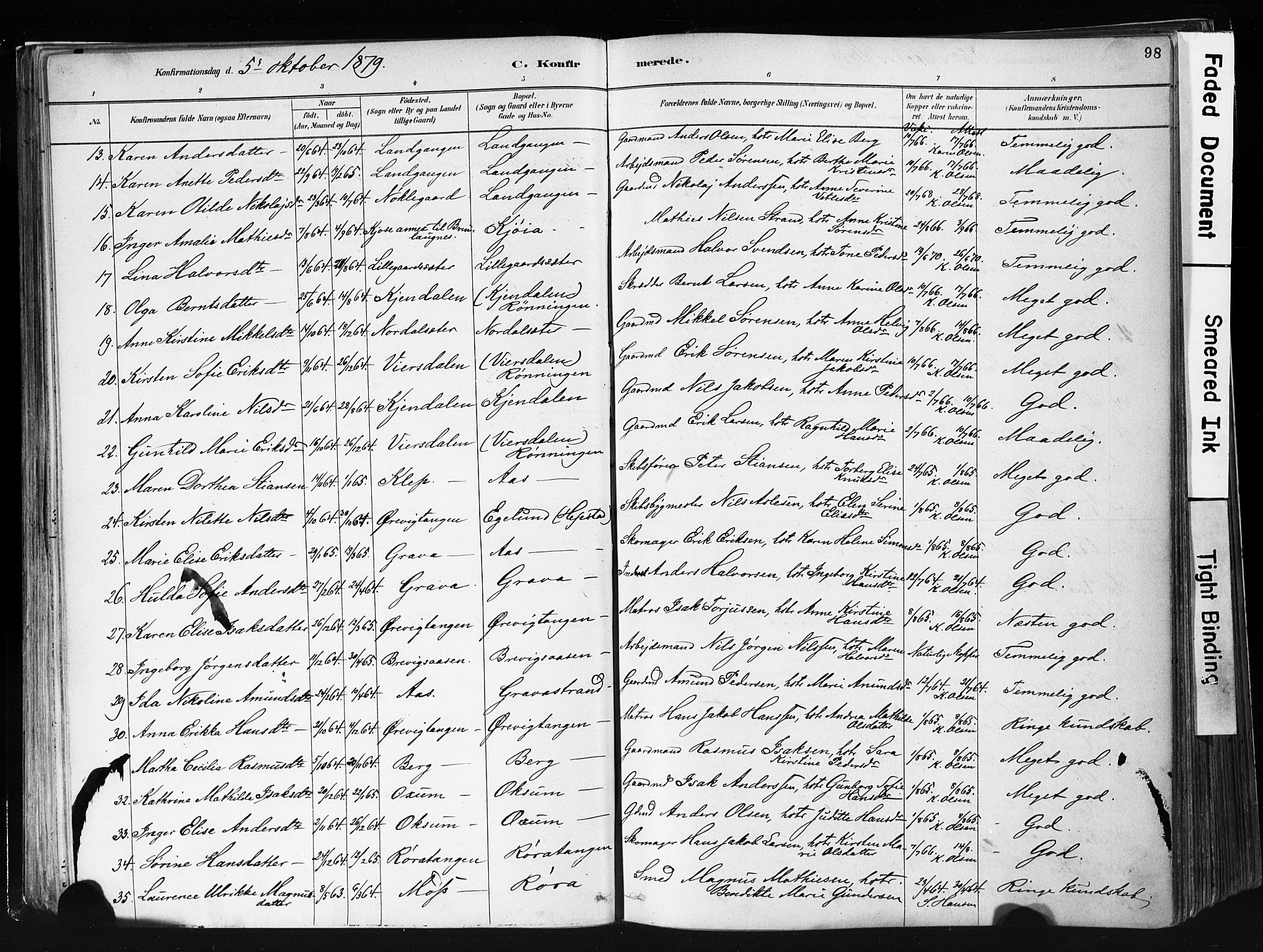 Eidanger kirkebøker, AV/SAKO-A-261/F/Fa/L0012: Parish register (official) no. 12, 1879-1900, p. 98