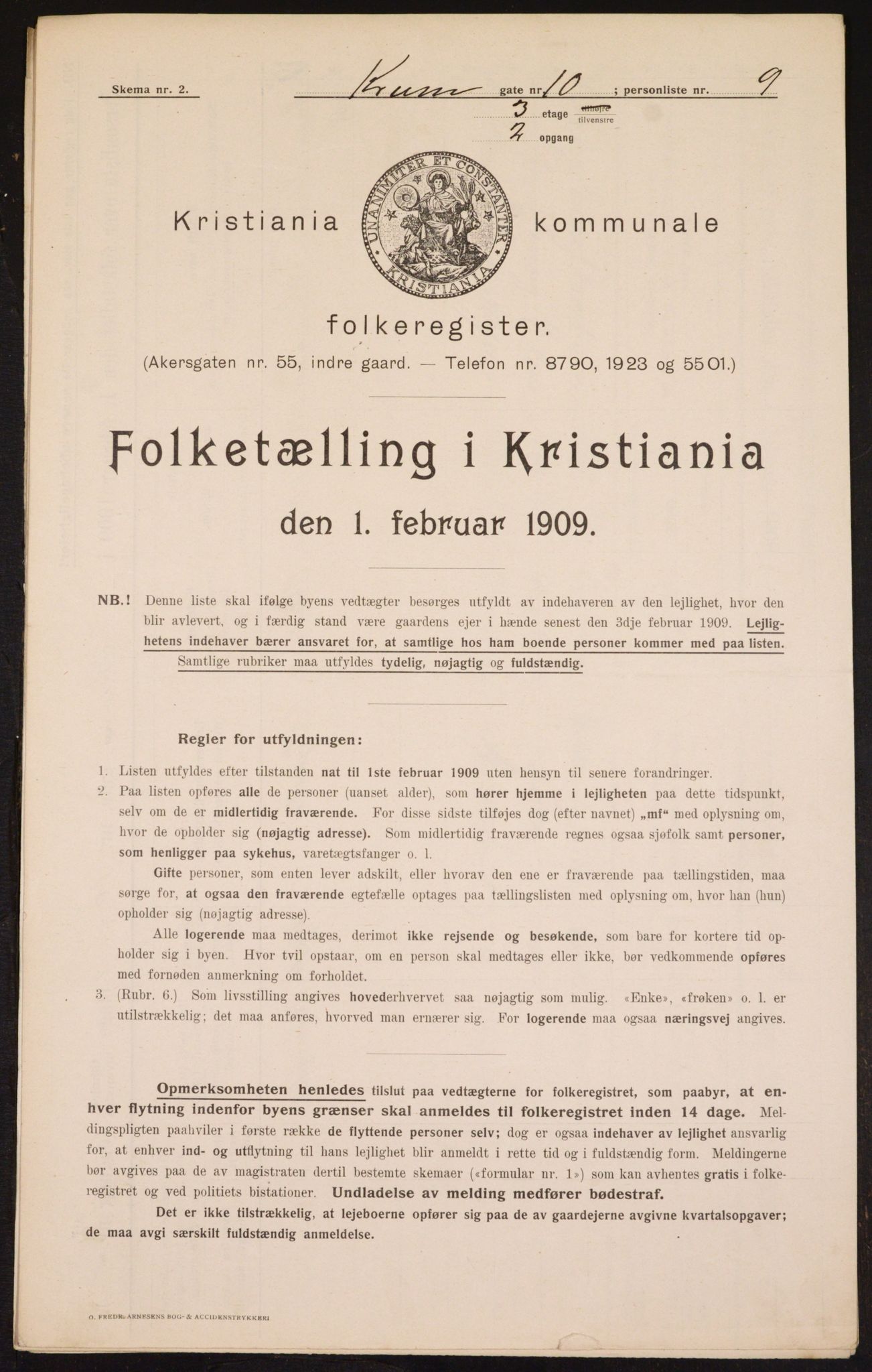 OBA, Municipal Census 1909 for Kristiania, 1909, p. 50373