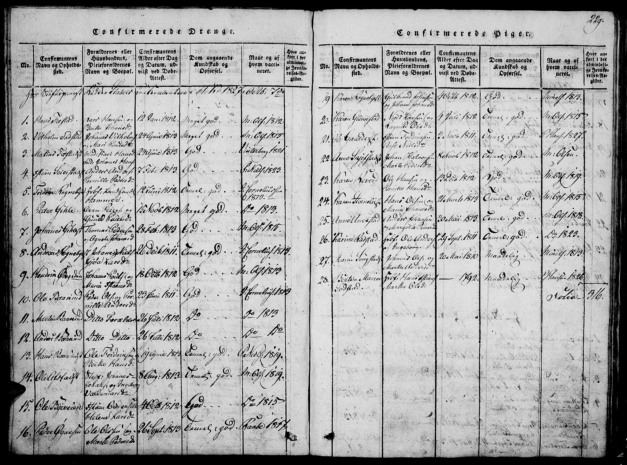 Østre Toten prestekontor, SAH/PREST-104/H/Ha/Hab/L0001: Parish register (copy) no. 1, 1827-1839, p. 229