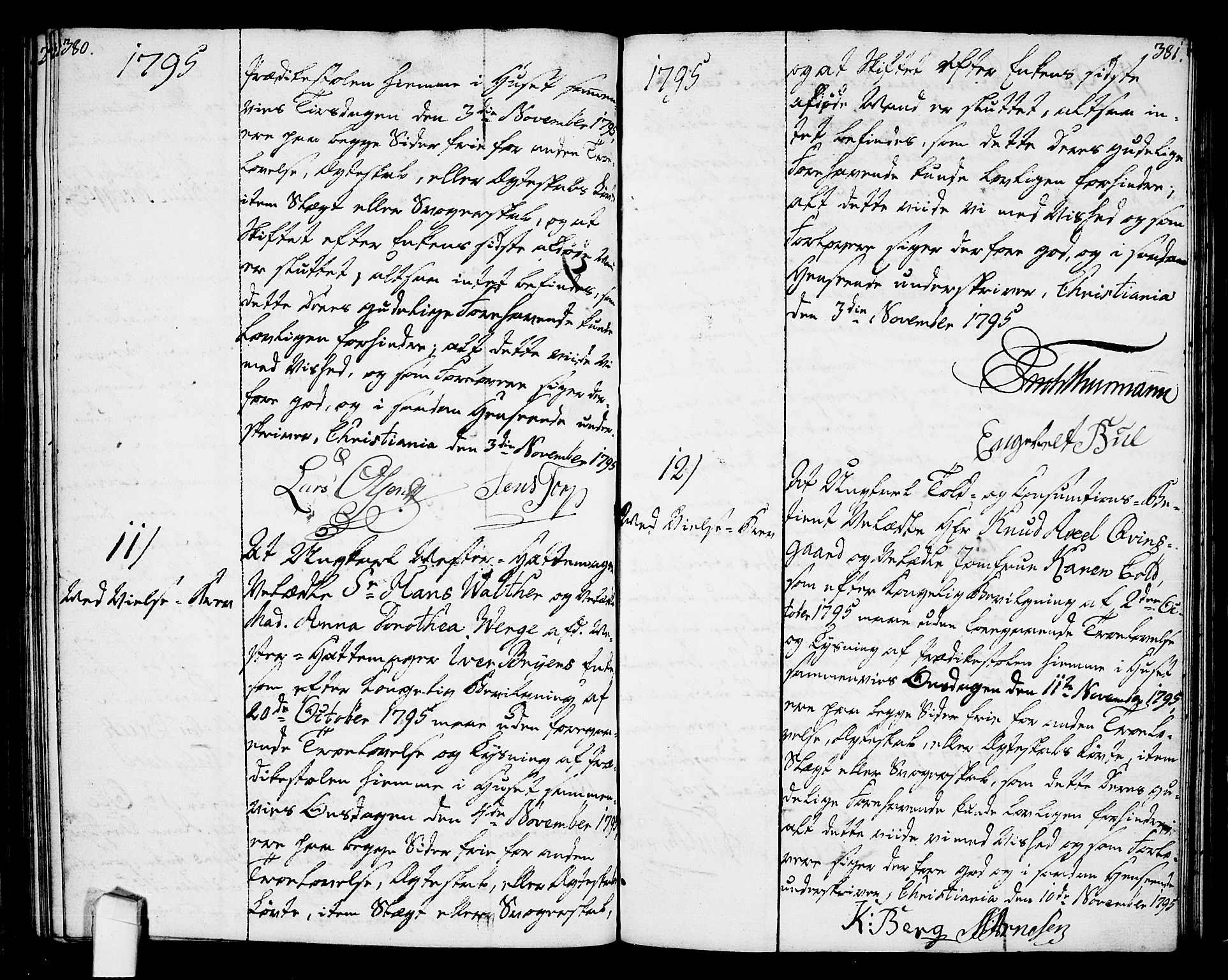 Oslo domkirke Kirkebøker, AV/SAO-A-10752/L/La/L0010: Best man's statements no. 10, 1789-1807, p. 380-381