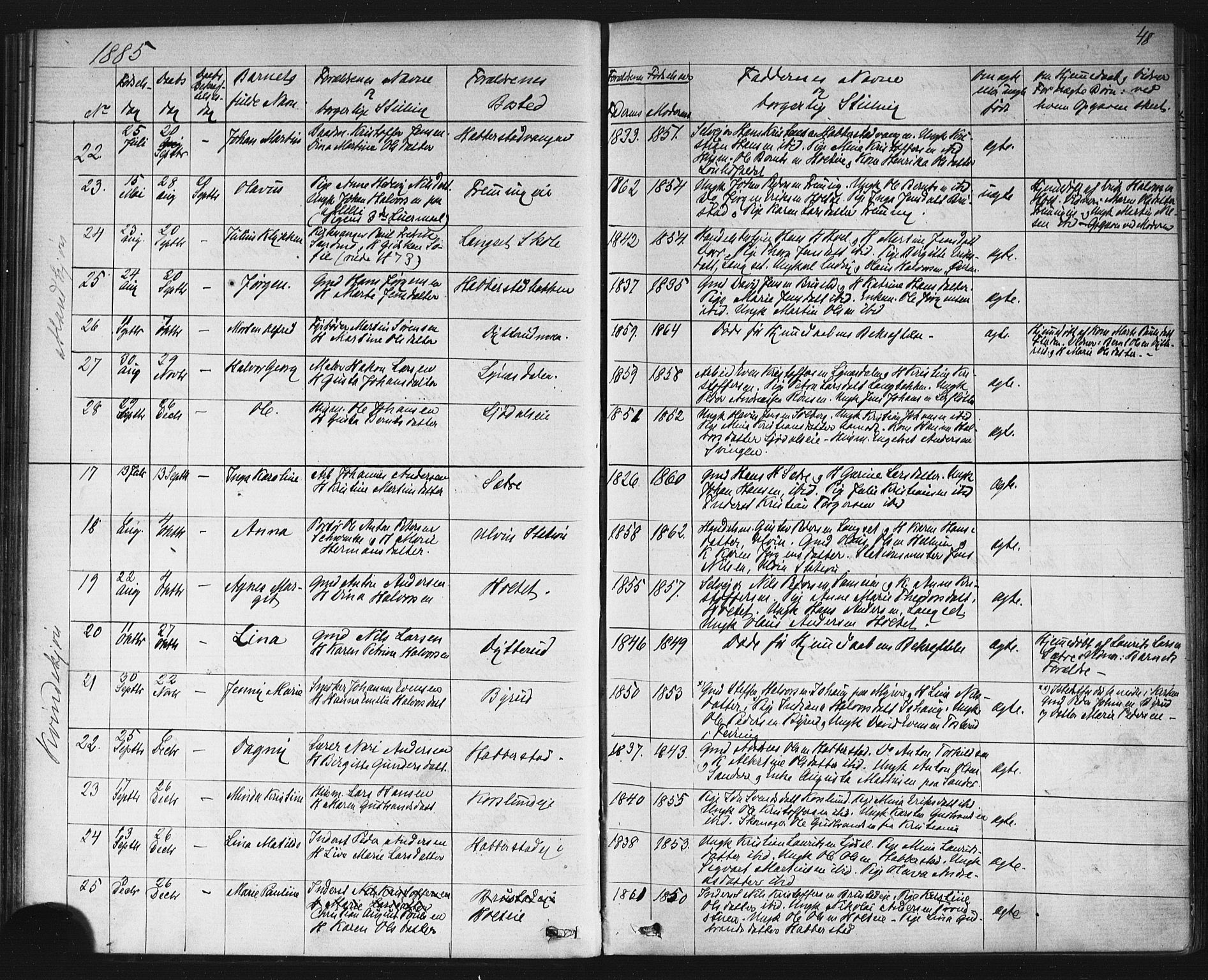 Eidsvoll prestekontor Kirkebøker, AV/SAO-A-10888/G/Gb/L0002: Parish register (copy) no. II 2, 1877-1897, p. 48