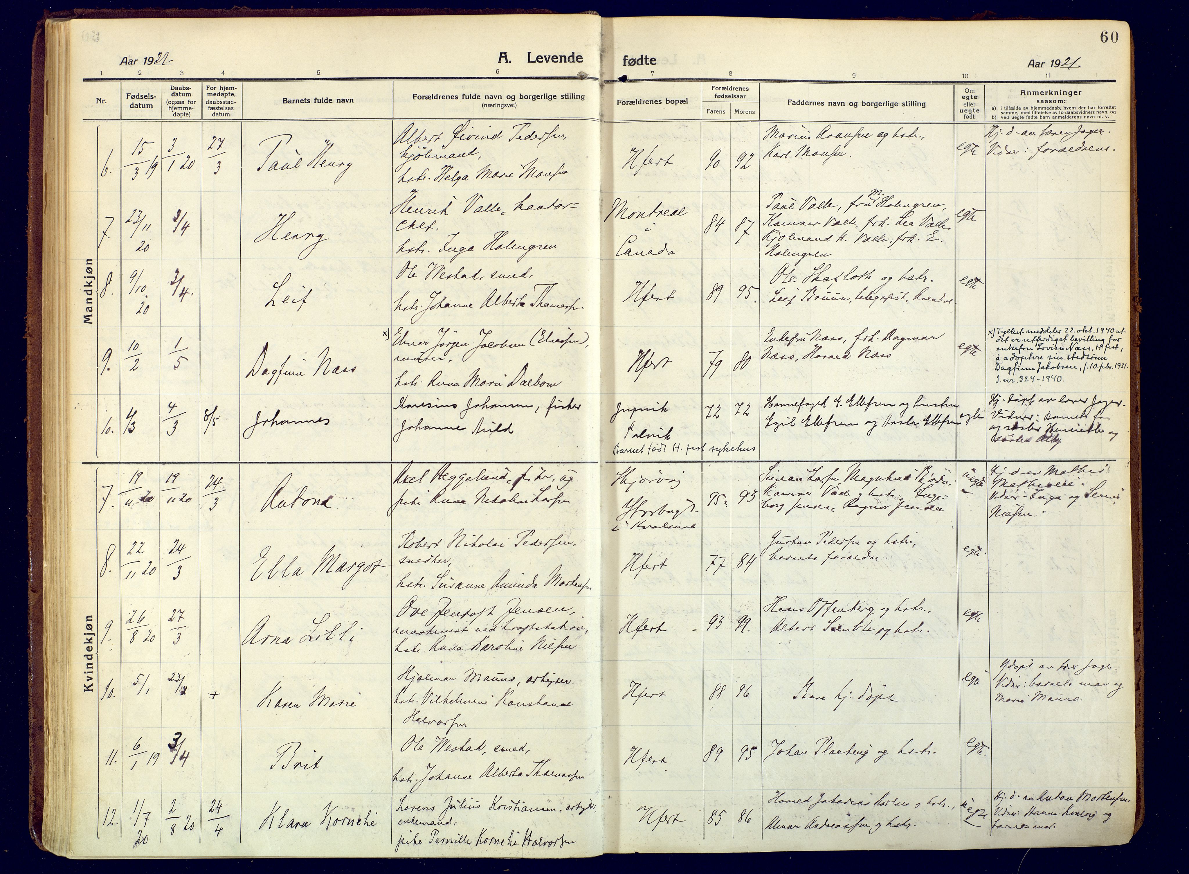 Hammerfest sokneprestkontor, SATØ/S-1347/H/Ha/L0015.kirke: Parish register (official) no. 15, 1916-1923, p. 60