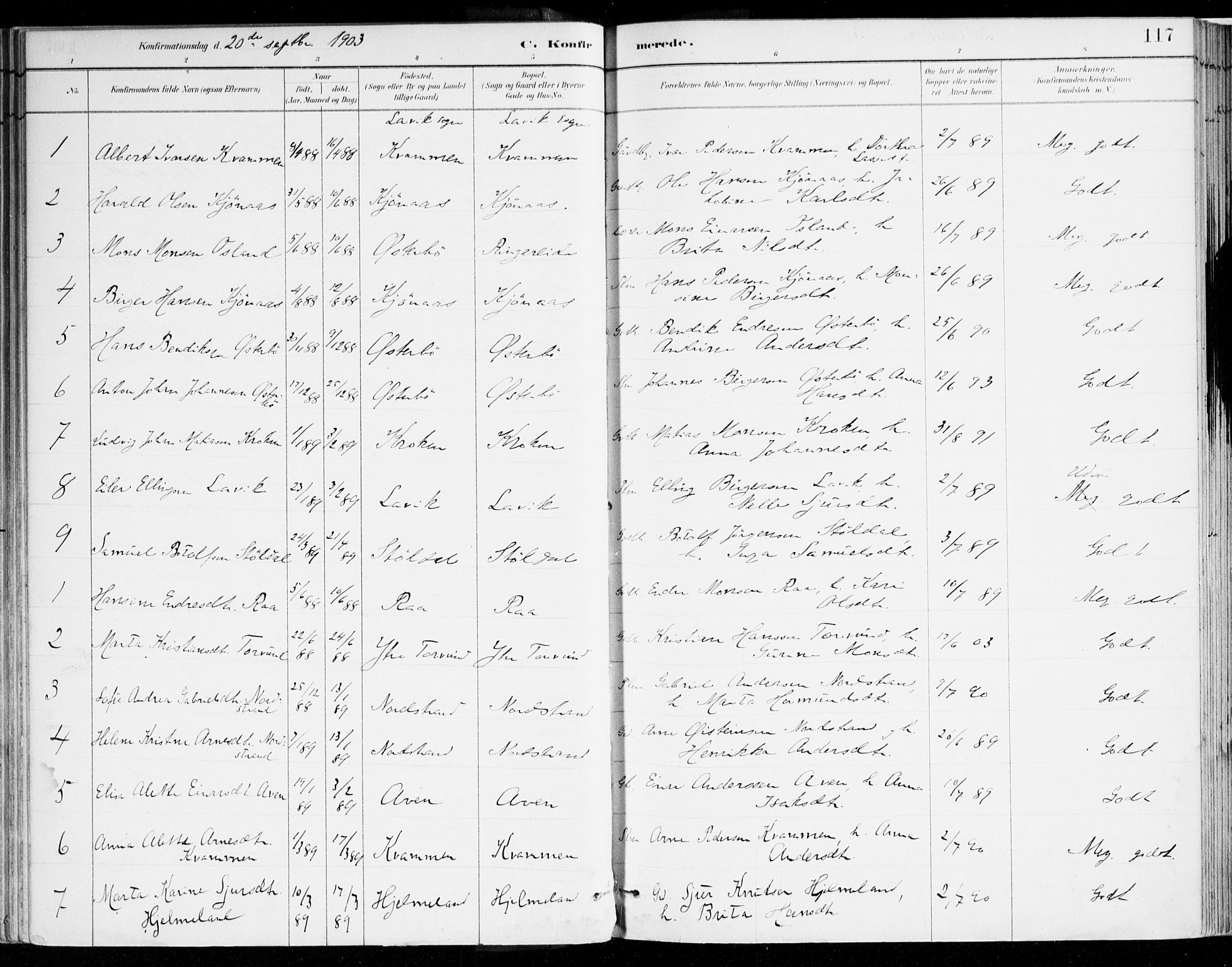 Lavik sokneprestembete, SAB/A-80901: Parish register (official) no. B 1, 1882-1908, p. 117