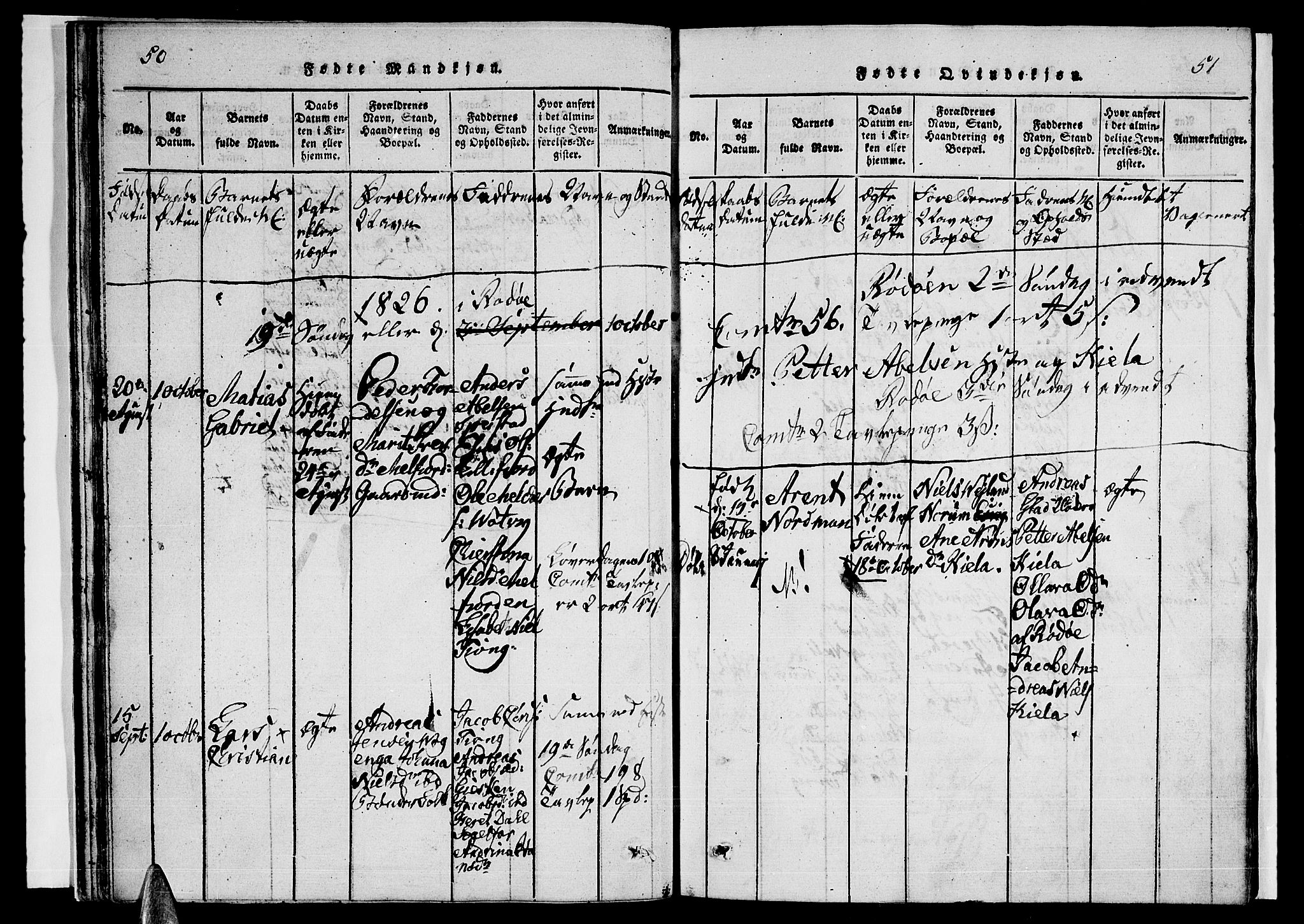 Ministerialprotokoller, klokkerbøker og fødselsregistre - Nordland, AV/SAT-A-1459/841/L0616: Parish register (copy) no. 841C01 /1, 1820-1832, p. 50-51