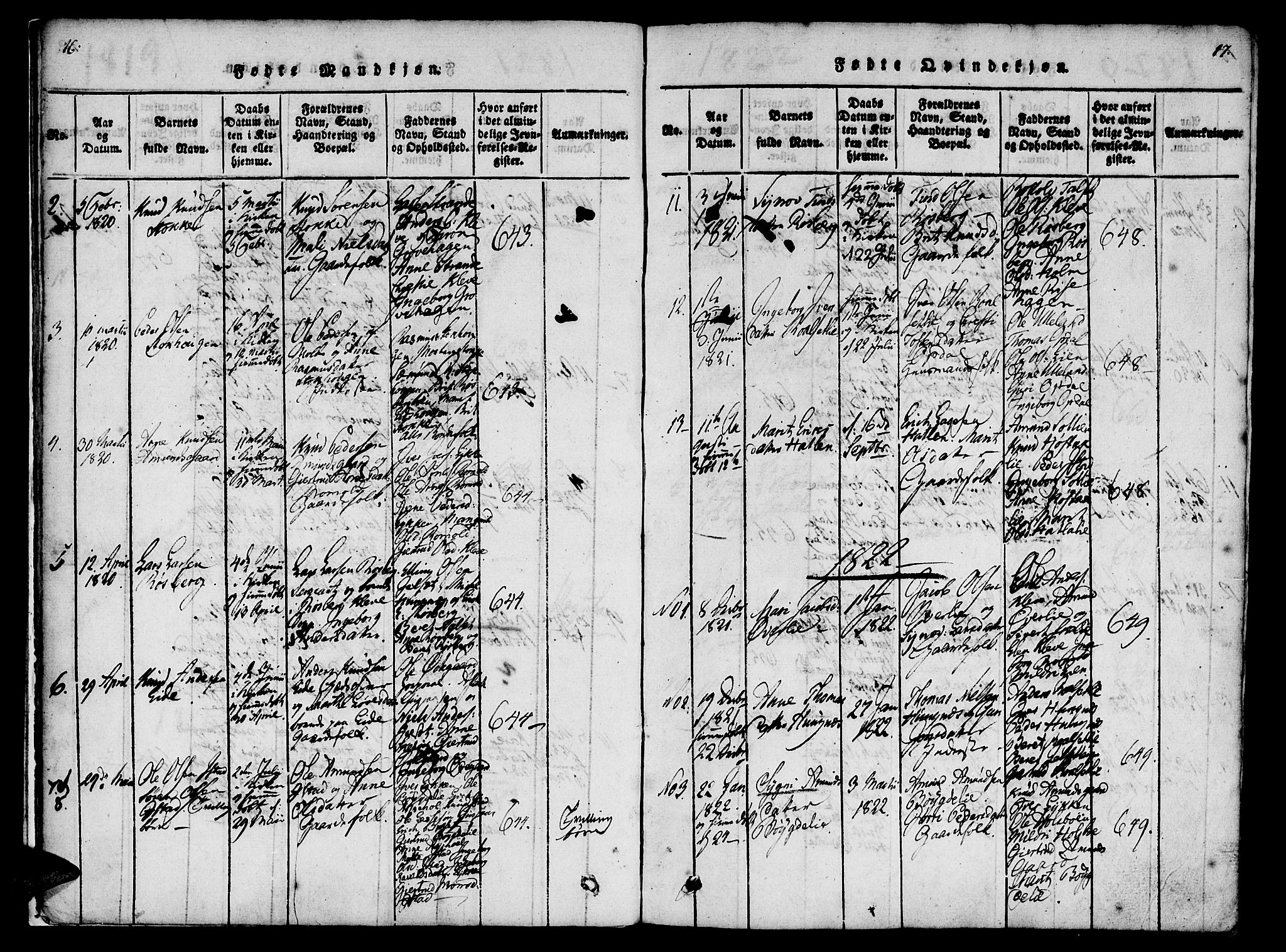 Ministerialprotokoller, klokkerbøker og fødselsregistre - Møre og Romsdal, SAT/A-1454/557/L0679: Parish register (official) no. 557A01, 1818-1843, p. 16-17