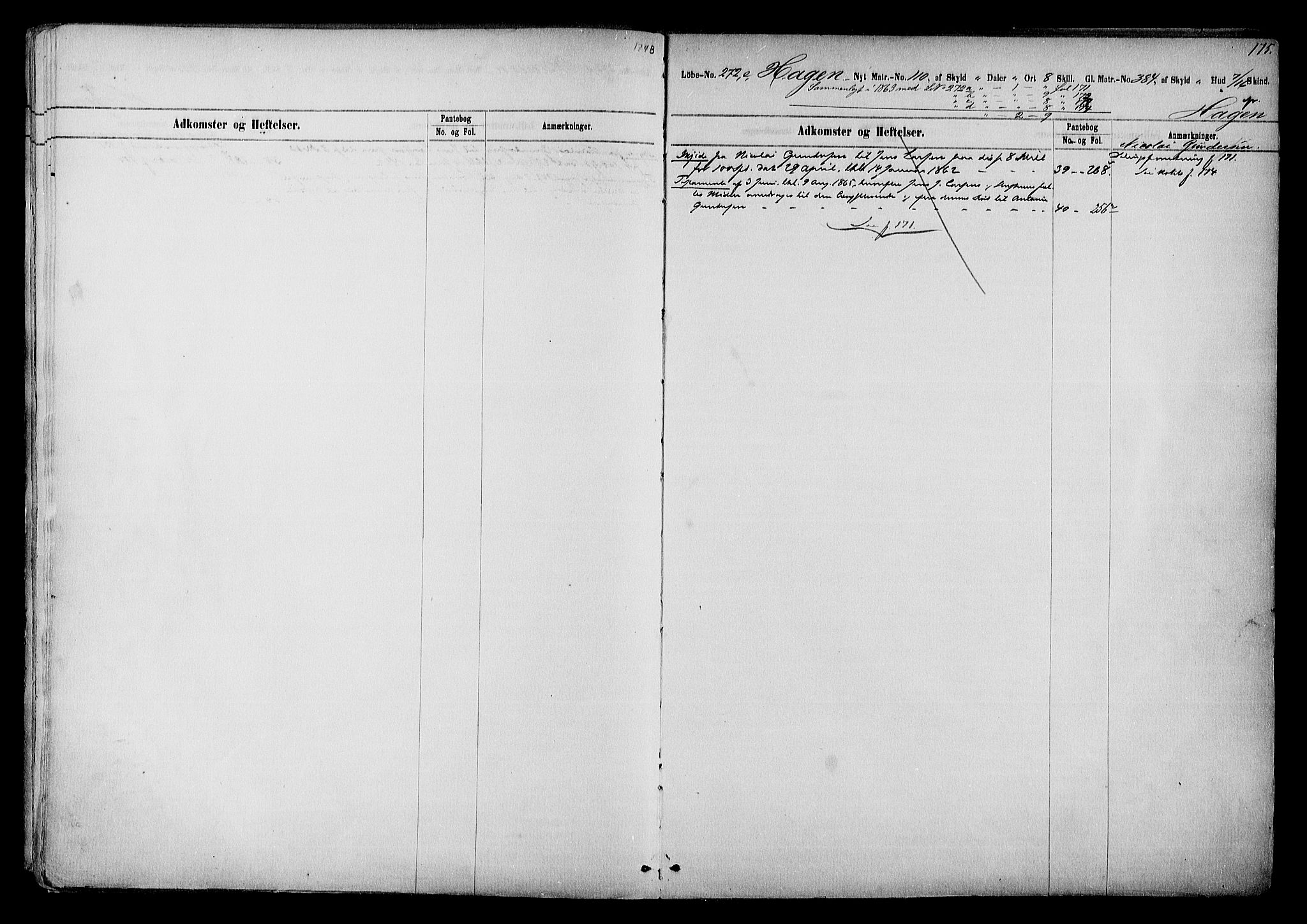 Vestre Nedenes/Sand sorenskriveri, SAK/1221-0010/G/Ga/L0015: Mortgage register no. 12a, 1770-1957, p. 175