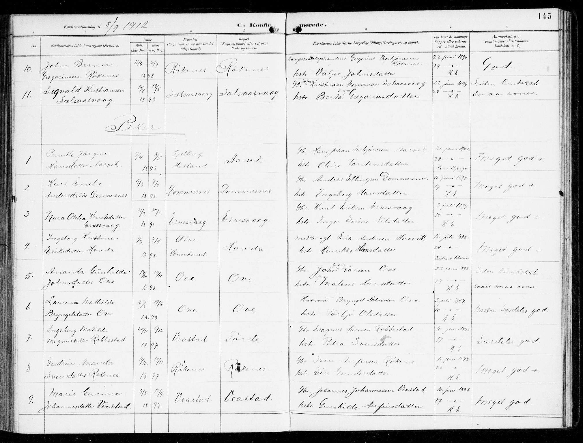 Sveio Sokneprestembete, SAB/A-78501/H/Haa: Parish register (official) no. D 2, 1894-1916, p. 145