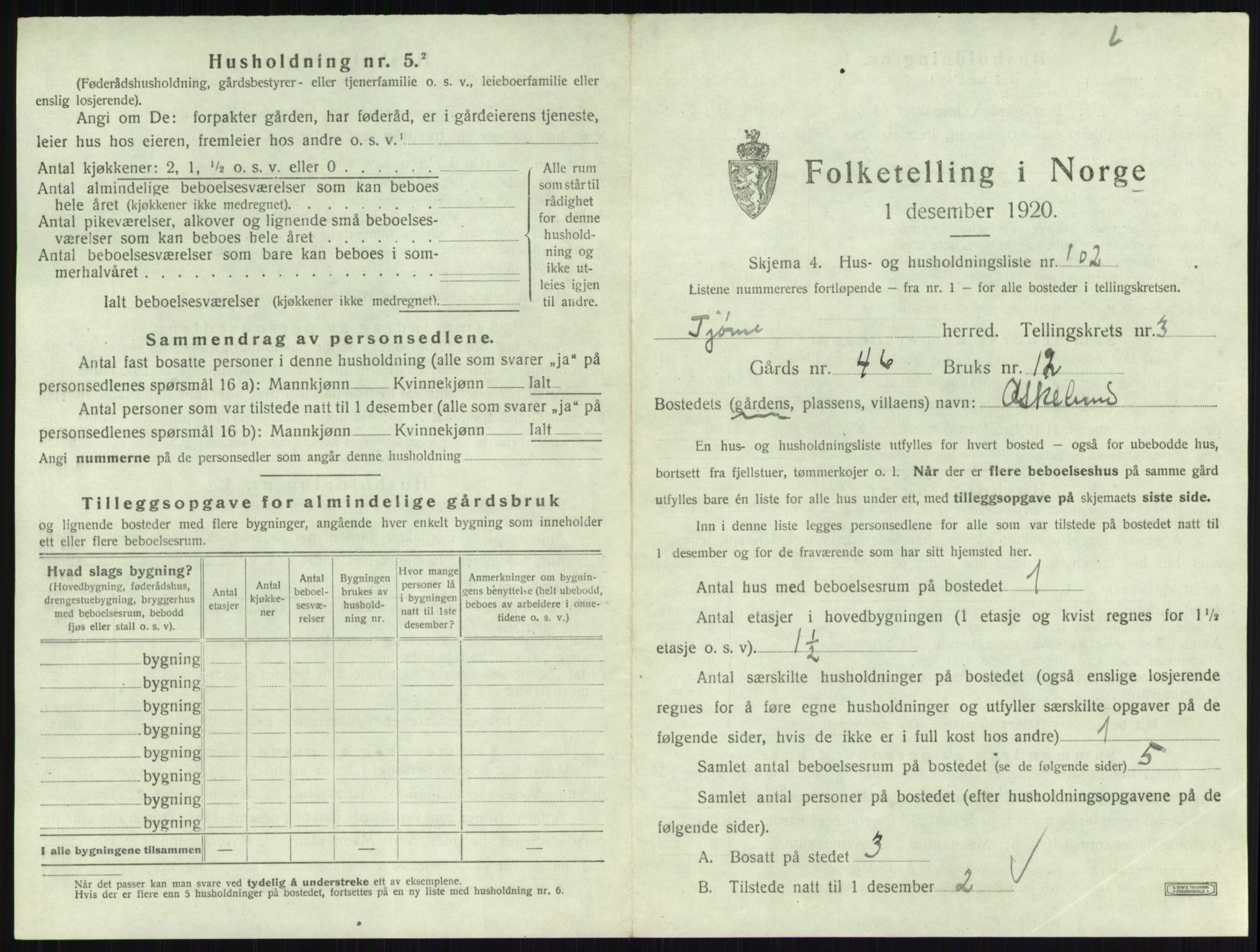 SAKO, 1920 census for Tjøme, 1920, p. 1112