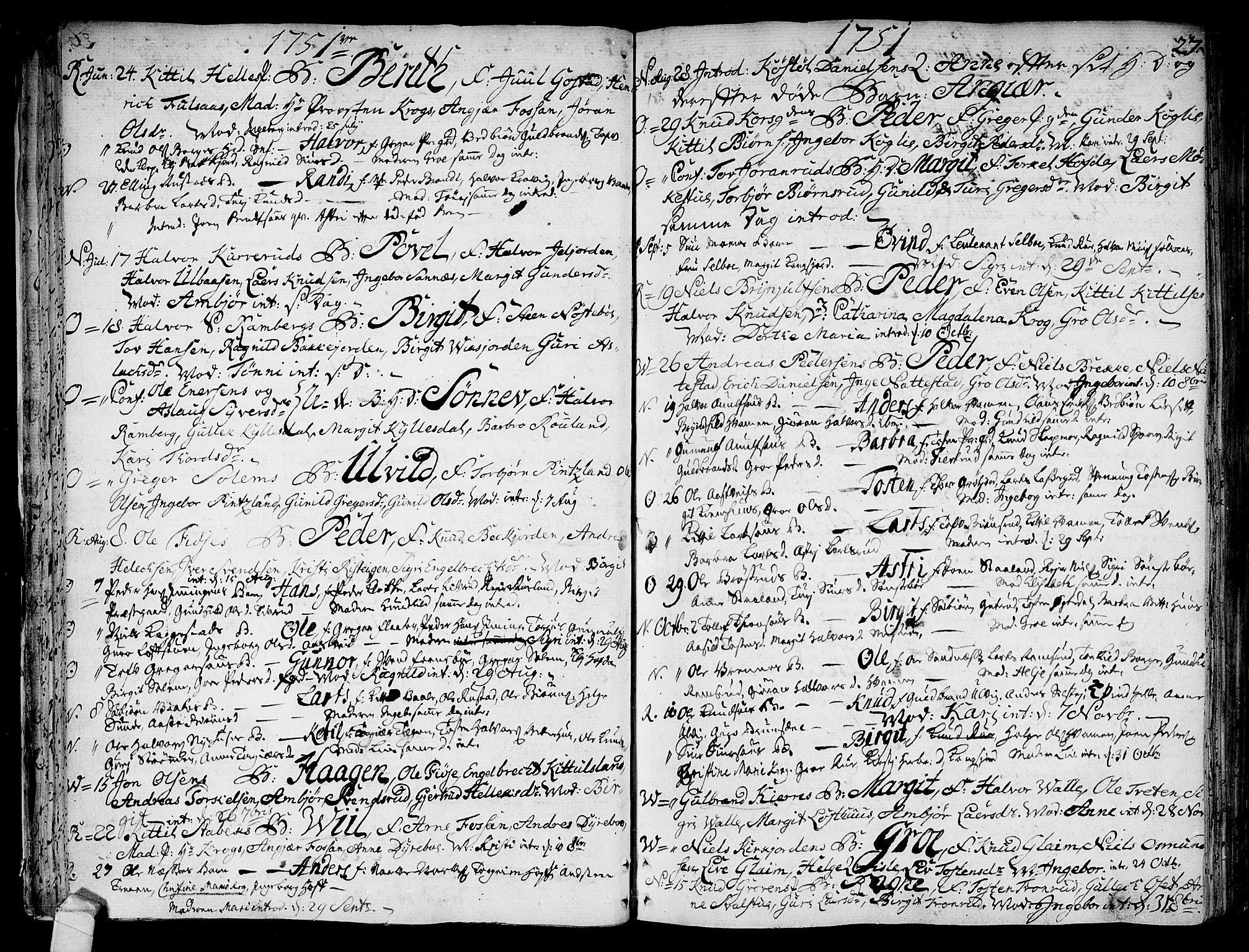 Rollag kirkebøker, SAKO/A-240/F/Fa/L0003: Parish register (official) no. I 3, 1743-1778, p. 27