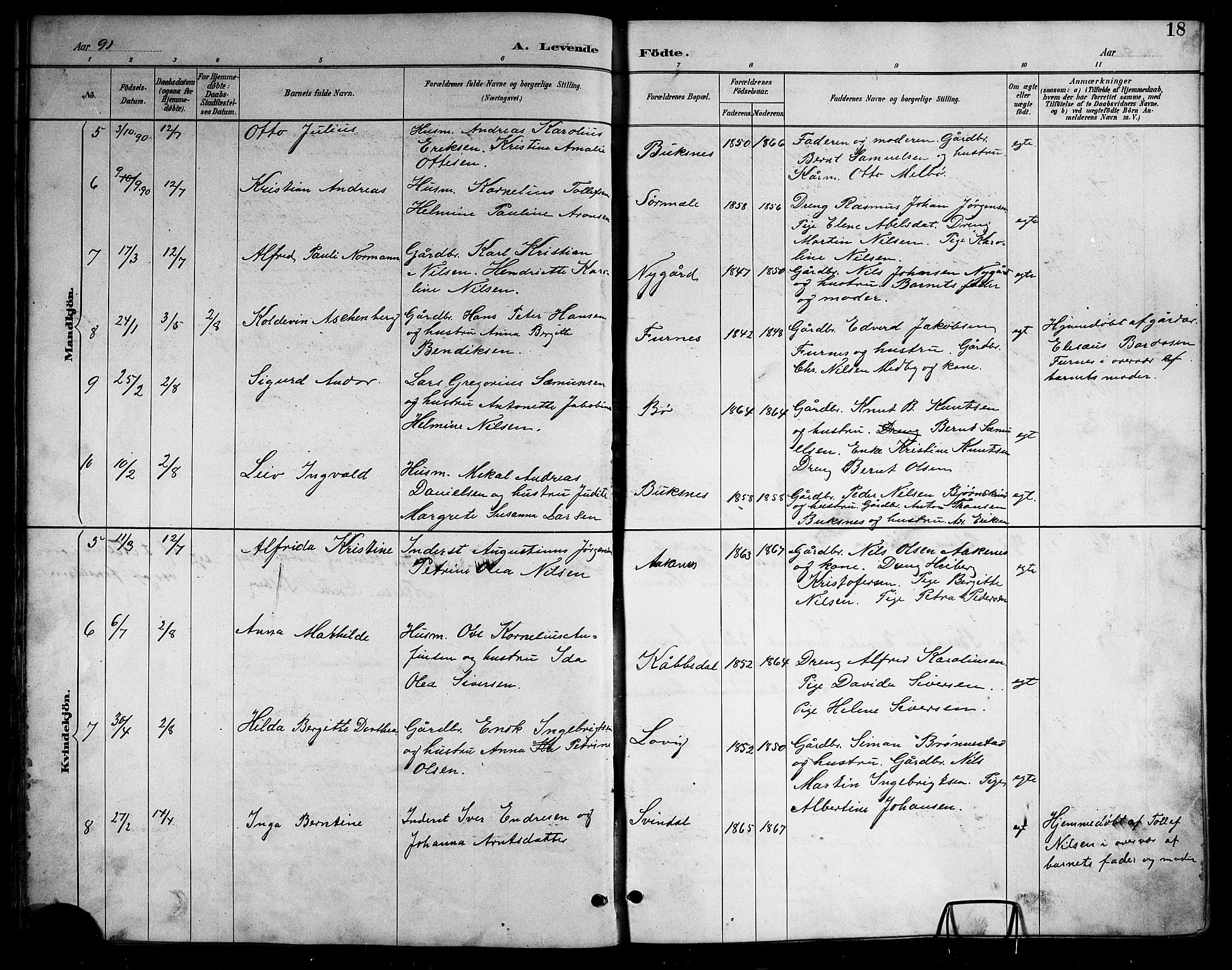 Ministerialprotokoller, klokkerbøker og fødselsregistre - Nordland, AV/SAT-A-1459/898/L1427: Parish register (copy) no. 898C02, 1887-1917, p. 18