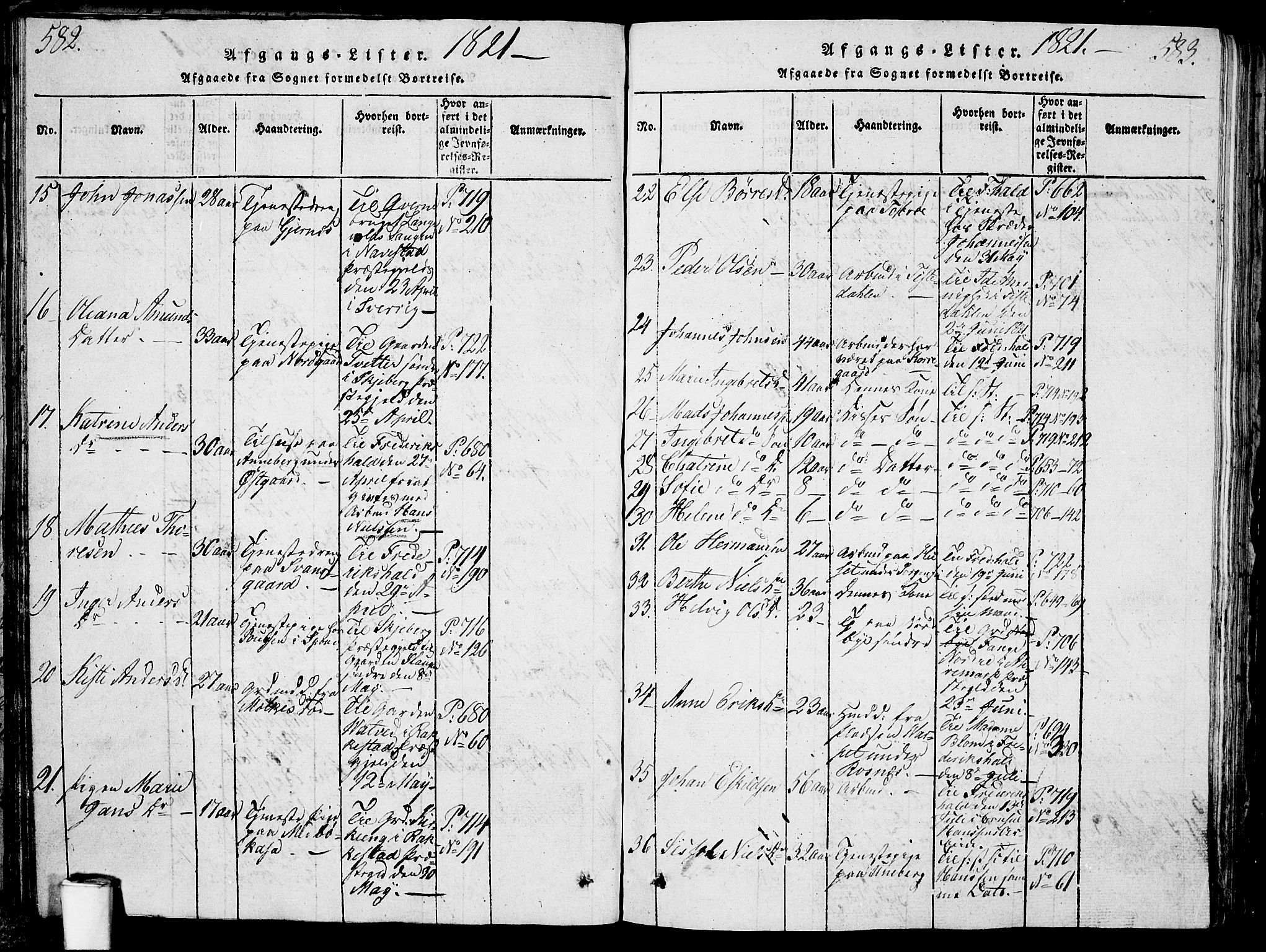 Berg prestekontor Kirkebøker, AV/SAO-A-10902/G/Ga/L0001: Parish register (copy) no. I 1, 1815-1832, p. 582-583