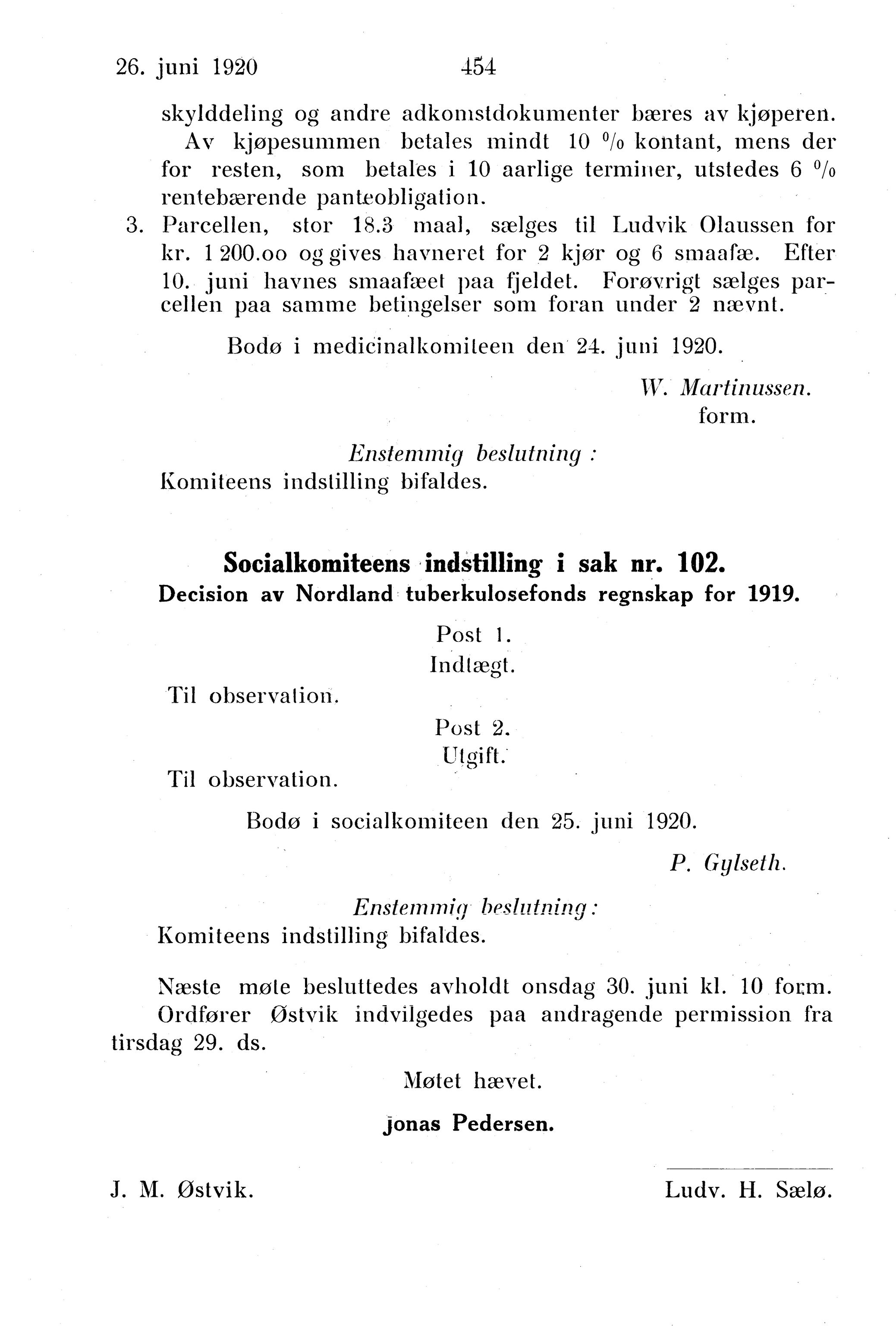 Nordland Fylkeskommune. Fylkestinget, AIN/NFK-17/176/A/Ac/L0043: Fylkestingsforhandlinger 1920, 1920