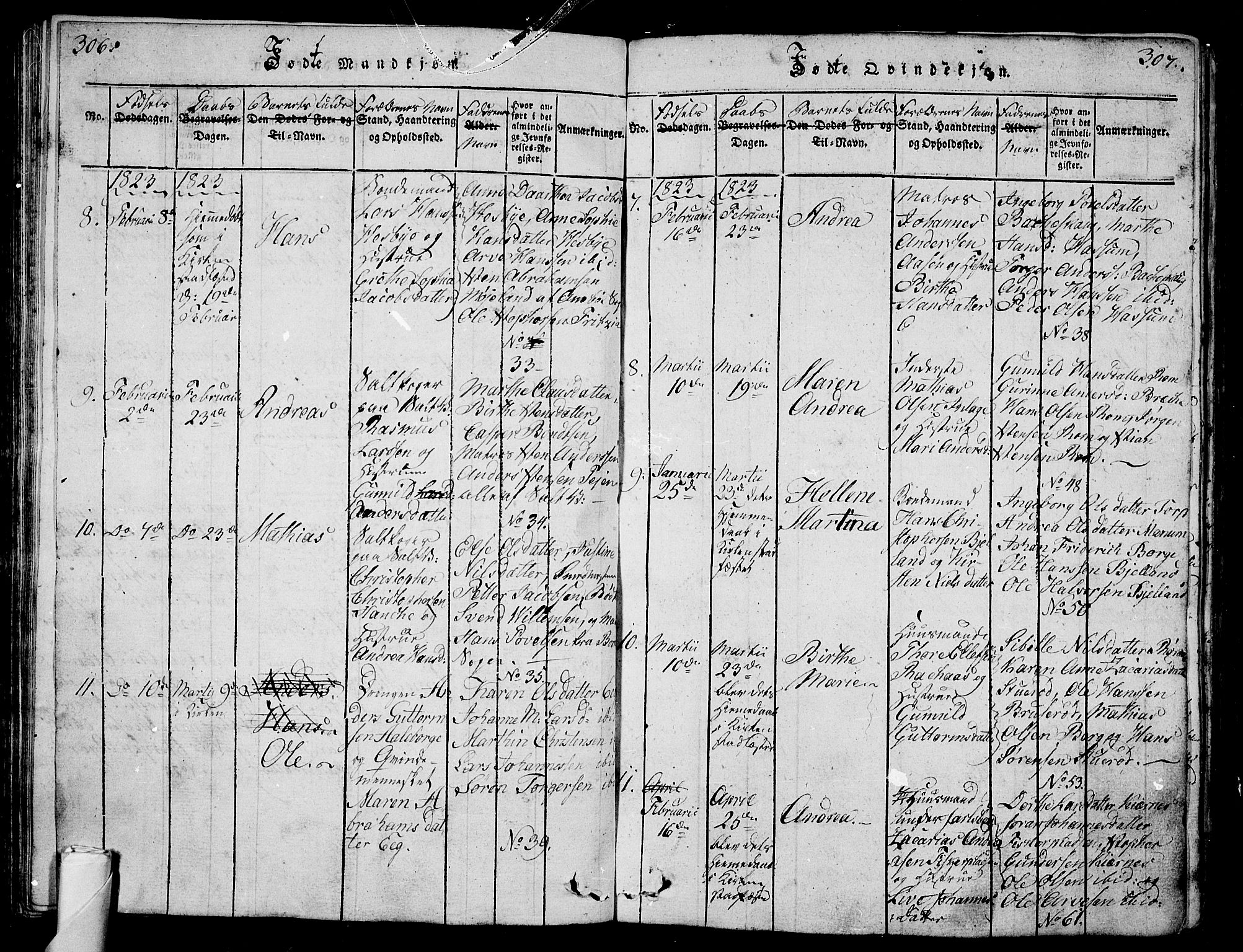 Sem kirkebøker, SAKO/A-5/G/Ga/L0001: Parish register (copy) no. I 1, 1814-1825, p. 306-307