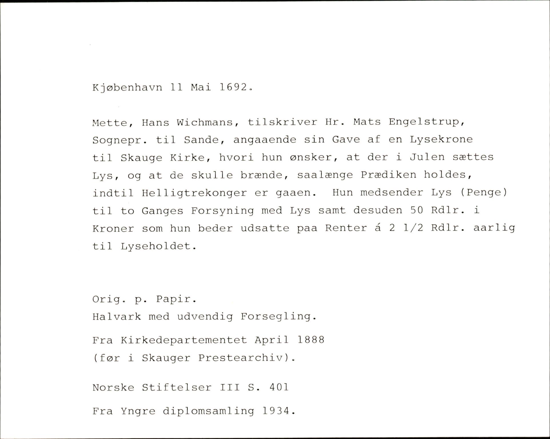 Riksarkivets diplomsamling, AV/RA-EA-5965/F35/F35k/L0002: Regestsedler: Prestearkiver fra Hedmark, Oppland, Buskerud og Vestfold, p. 437