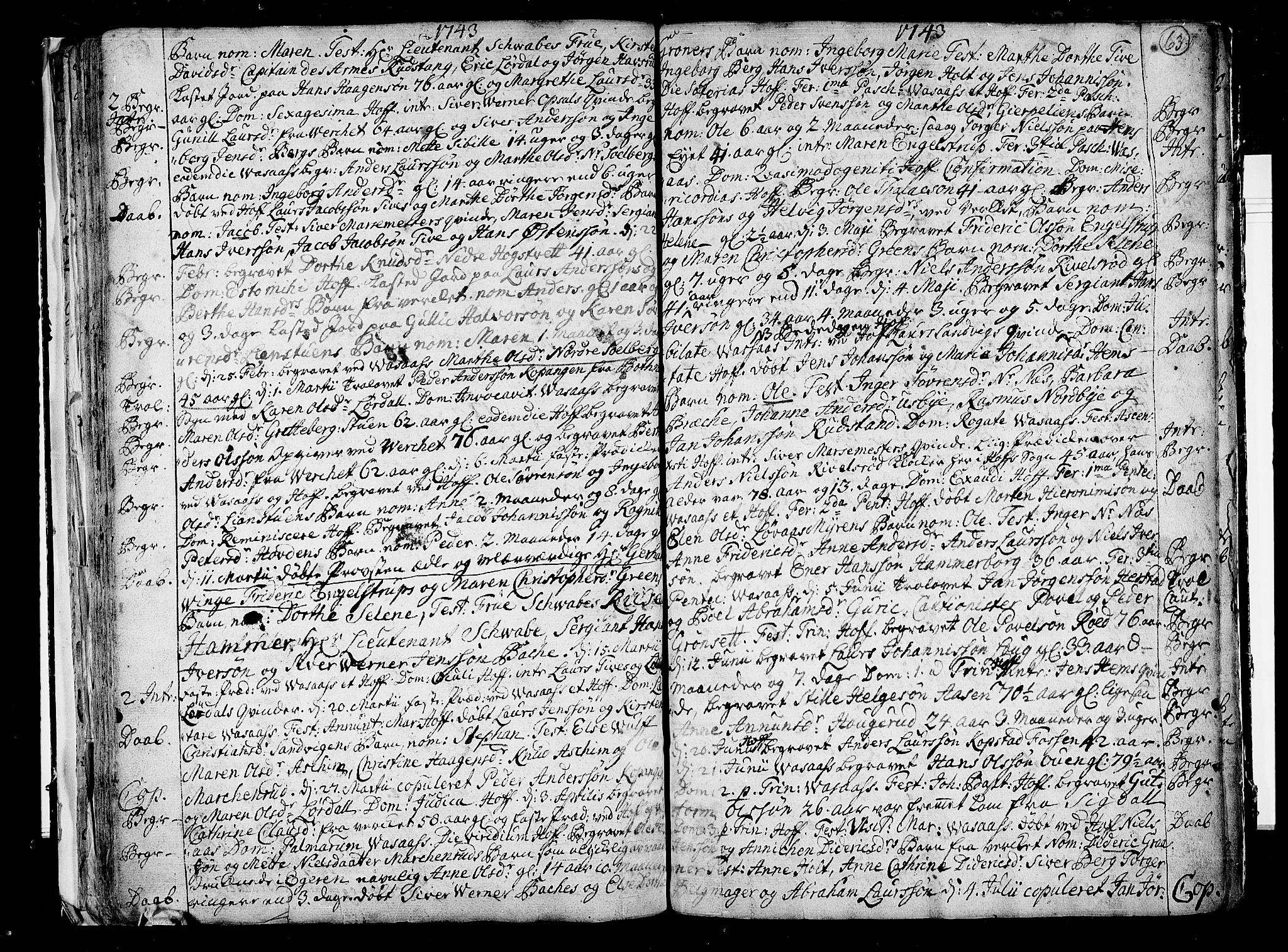 Hof kirkebøker, AV/SAKO-A-64/F/Fa/L0001: Parish register (official) no. I 1, 1704-1745, p. 63