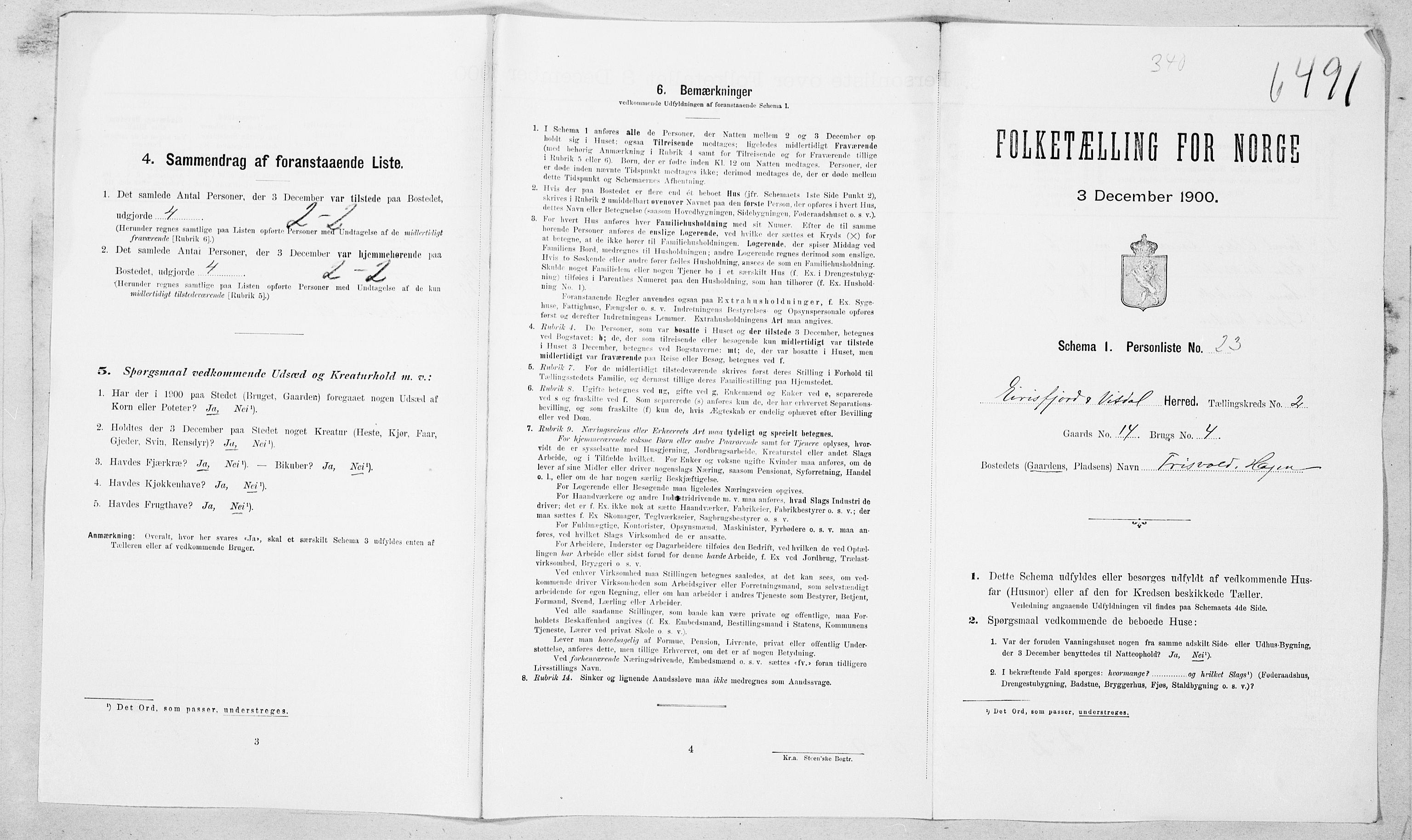 SAT, 1900 census for Eresfjord og Vistdal, 1900, p. 25