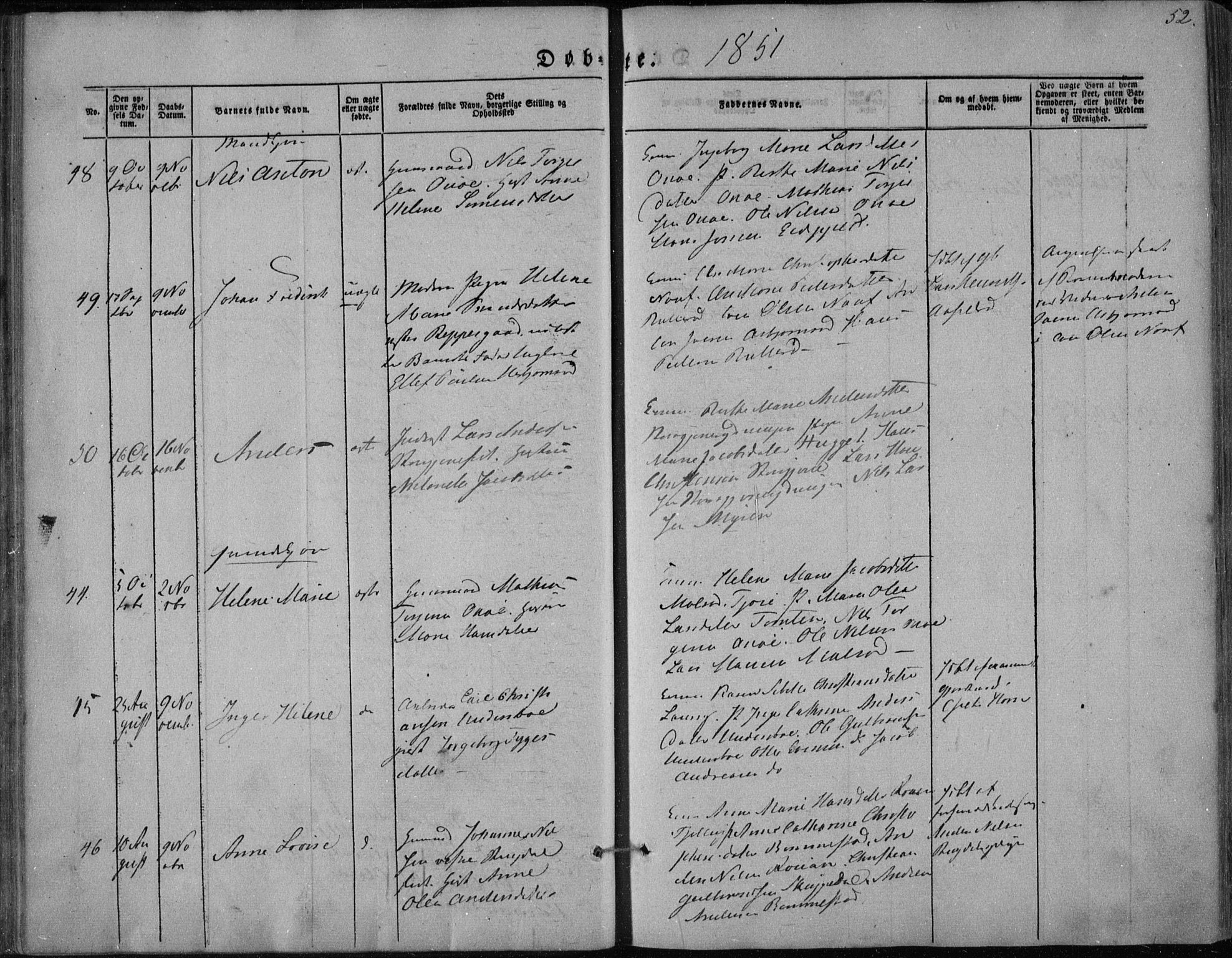 Hedrum kirkebøker, AV/SAKO-A-344/F/Fa/L0006: Parish register (official) no. I 6, 1849-1857, p. 52