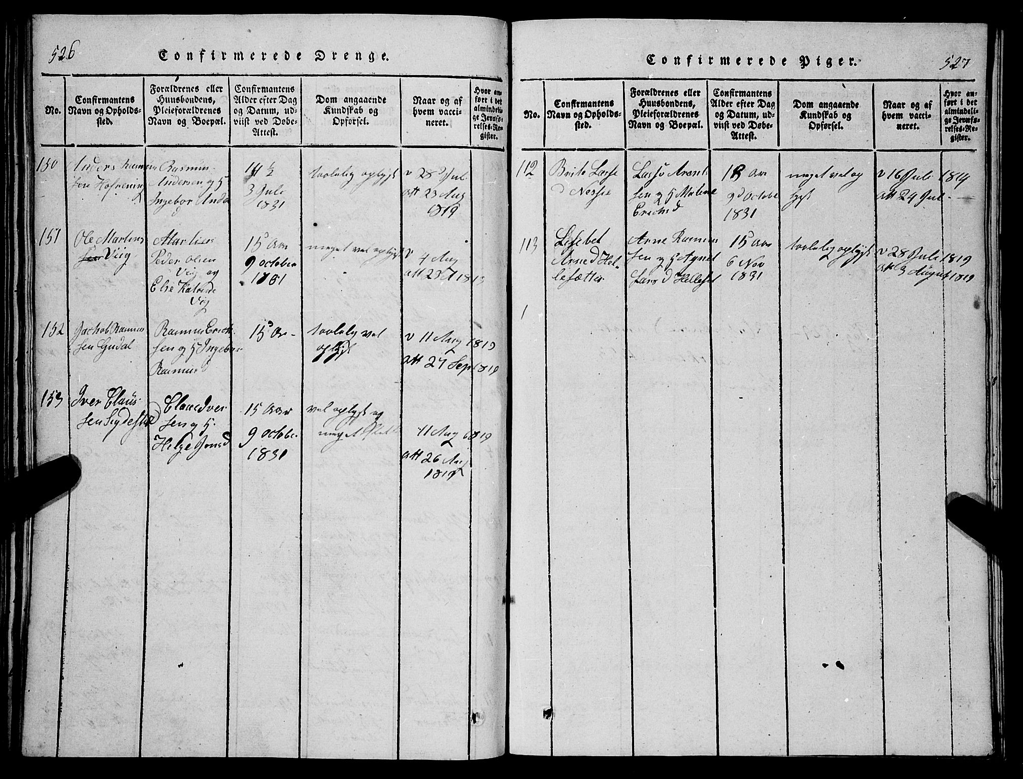 Stryn Sokneprestembete, SAB/A-82501: Parish register (copy) no. C 1, 1801-1845, p. 526-527
