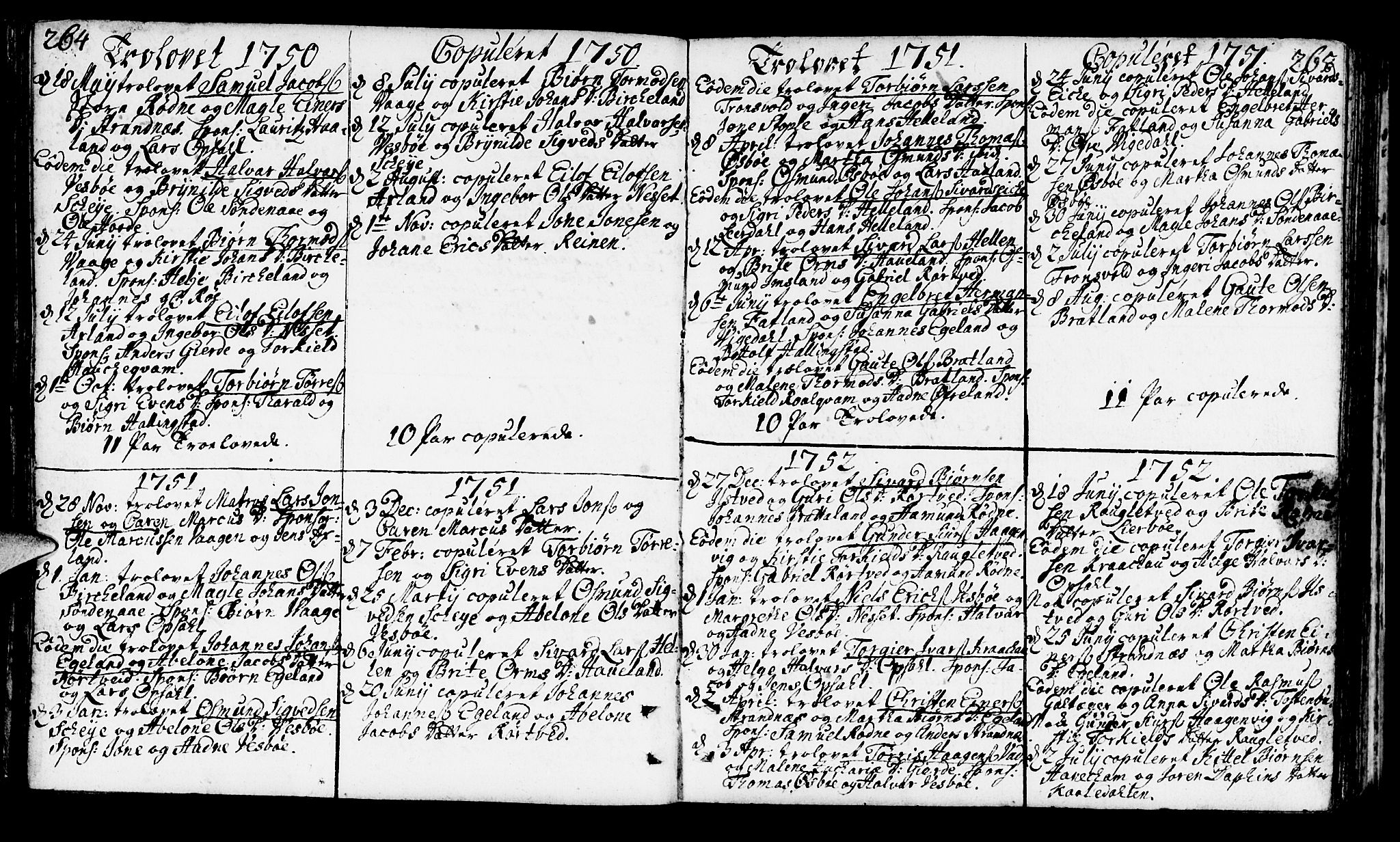 Vikedal sokneprestkontor, AV/SAST-A-101840/01/IV: Parish register (official) no. A 1, 1737-1778, p. 264-265