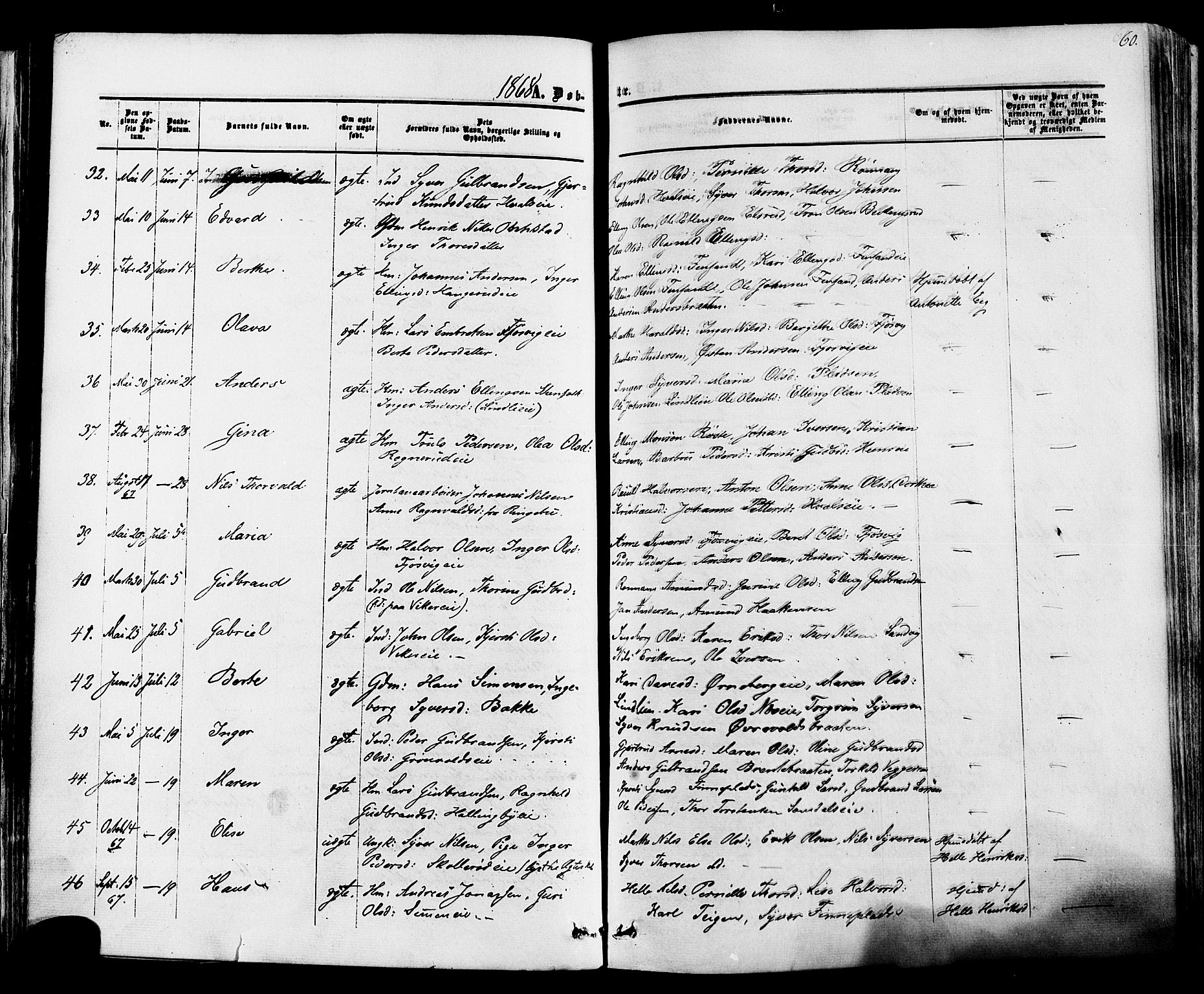 Ådal kirkebøker, SAKO/A-248/F/Fa/L0001: Parish register (official) no. I 1, 1857-1883, p. 60