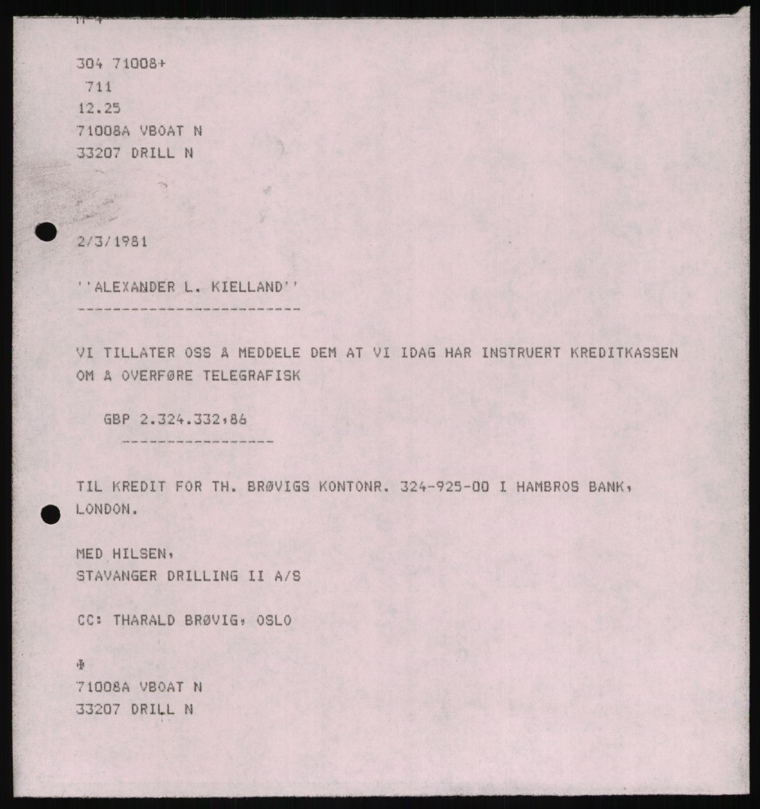 Pa 1503 - Stavanger Drilling AS, AV/SAST-A-101906/D/L0006: Korrespondanse og saksdokumenter, 1974-1984, p. 134