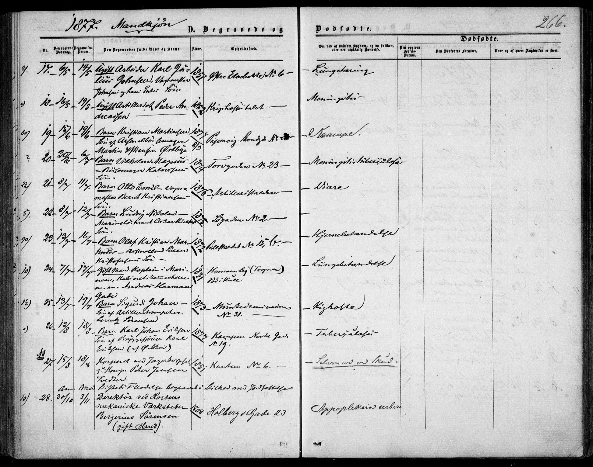 Garnisonsmenigheten Kirkebøker, AV/SAO-A-10846/F/Fa/L0011: Parish register (official) no. 11, 1870-1880, p. 266