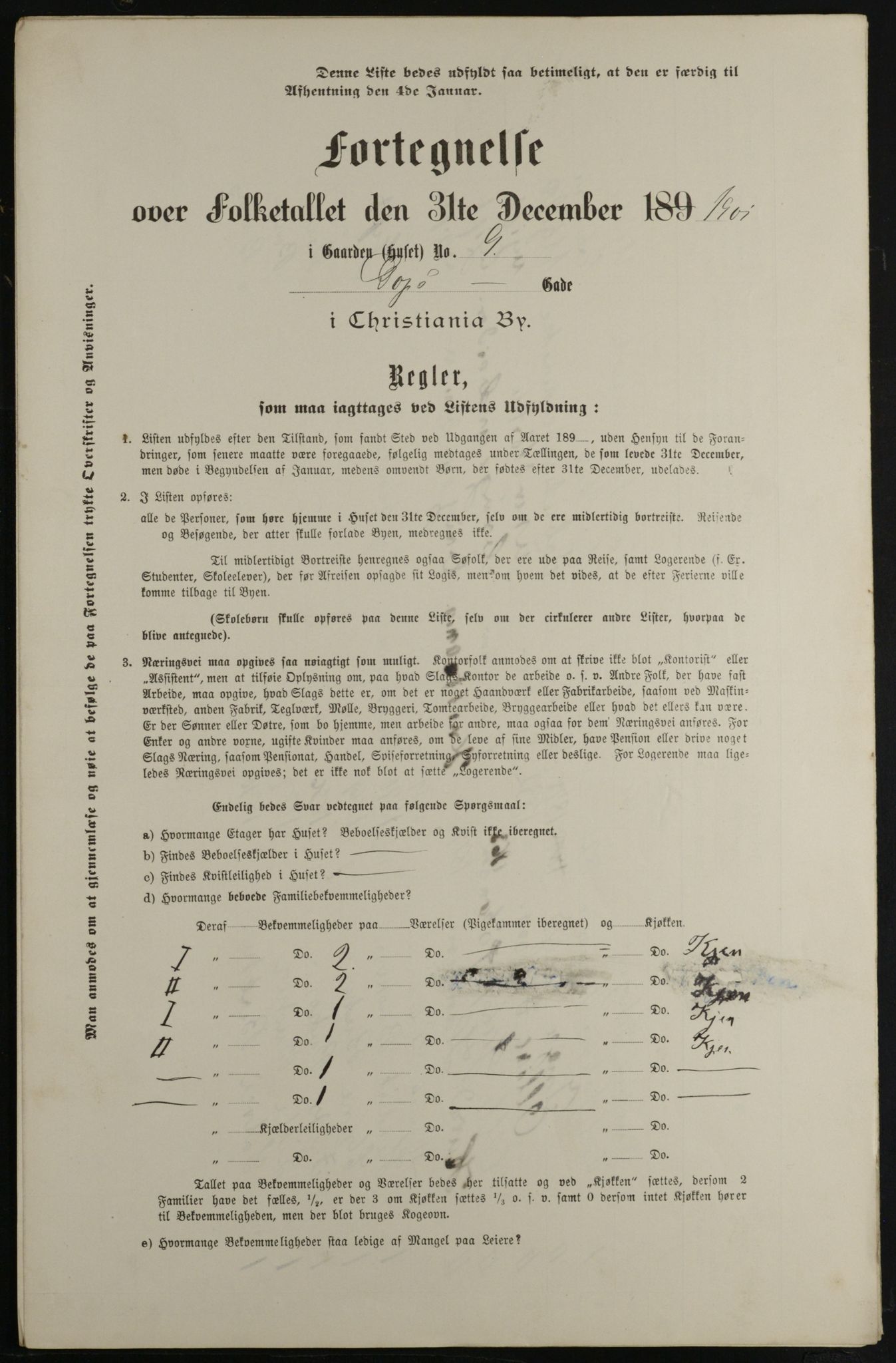 OBA, Municipal Census 1901 for Kristiania, 1901, p. 2587