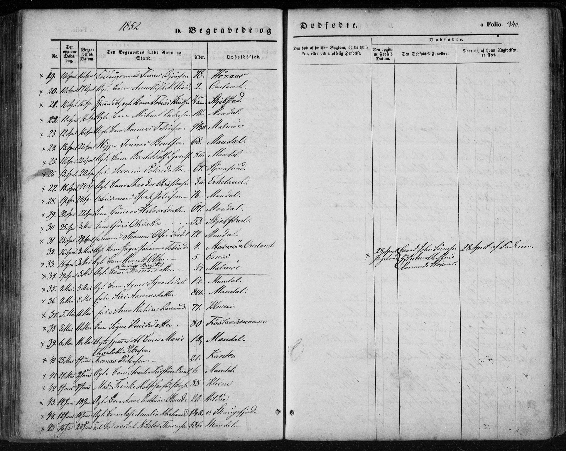 Mandal sokneprestkontor, AV/SAK-1111-0030/F/Fa/Faa/L0013: Parish register (official) no. A 13, 1847-1859, p. 340