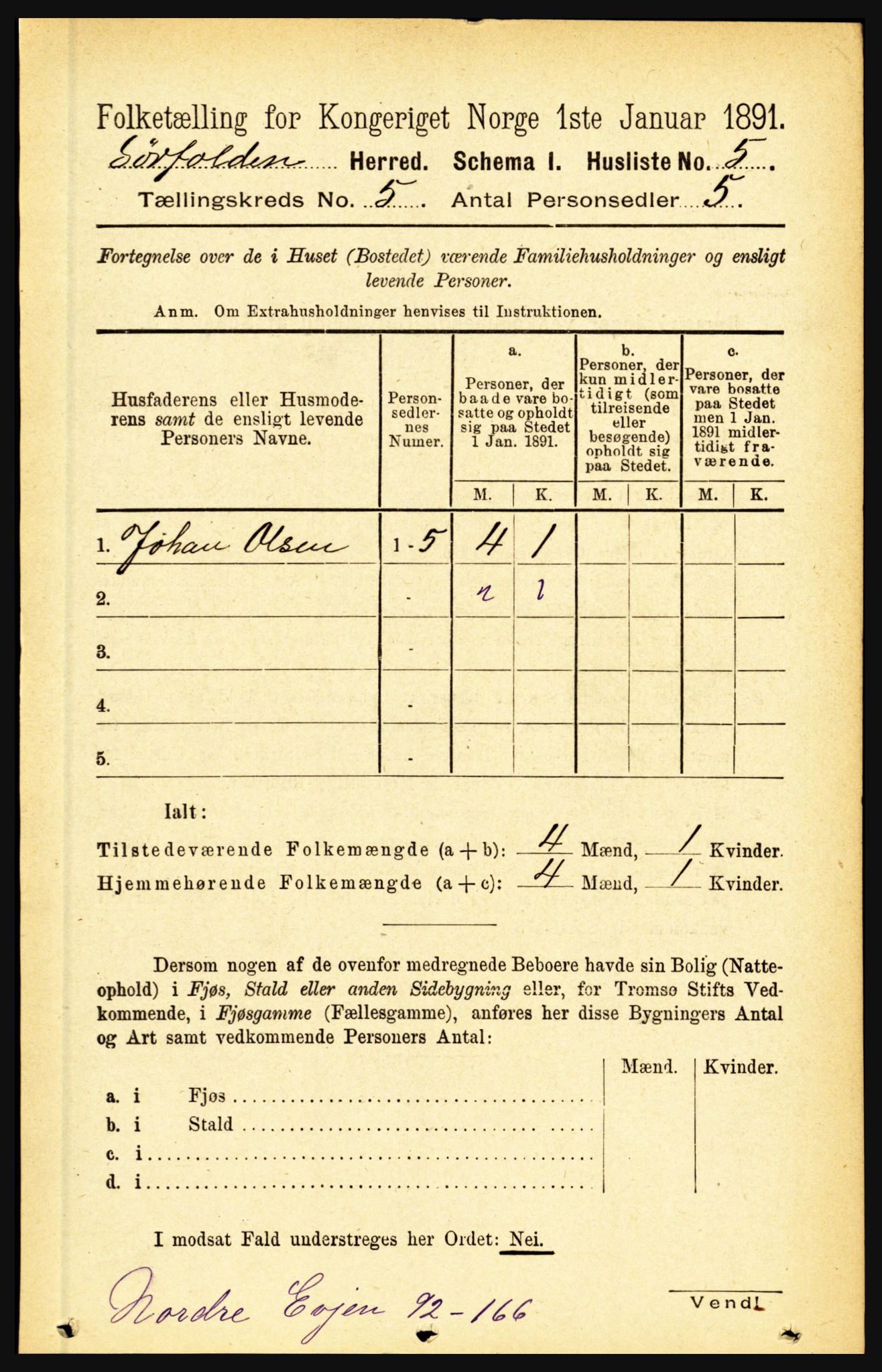 RA, 1891 census for 1845 Sørfold, 1891, p. 1307