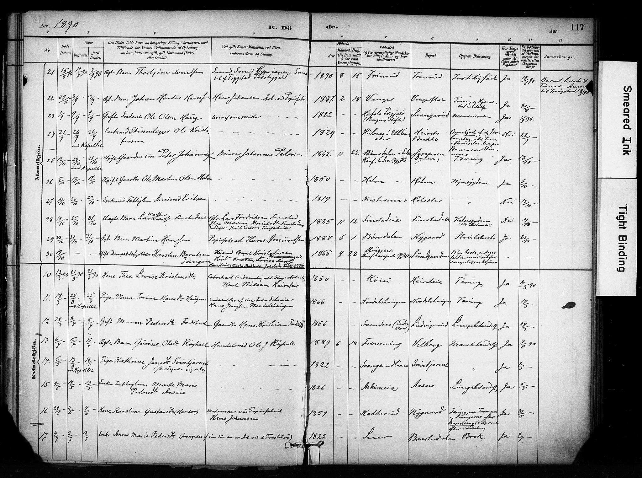 Eidsvoll prestekontor Kirkebøker, SAO/A-10888/F/Fa/L0003: Parish register (official) no. I 3, 1882-1895, p. 117