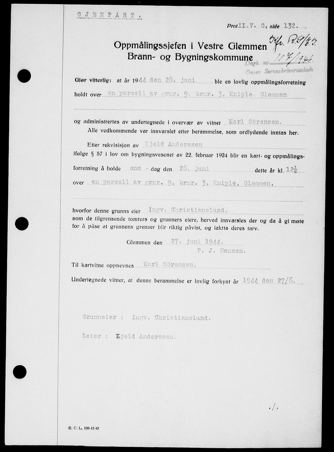 Onsøy sorenskriveri, SAO/A-10474/G/Ga/Gab/L0015: Mortgage book no. II A-15, 1945-1946, Diary no: : 107/1946