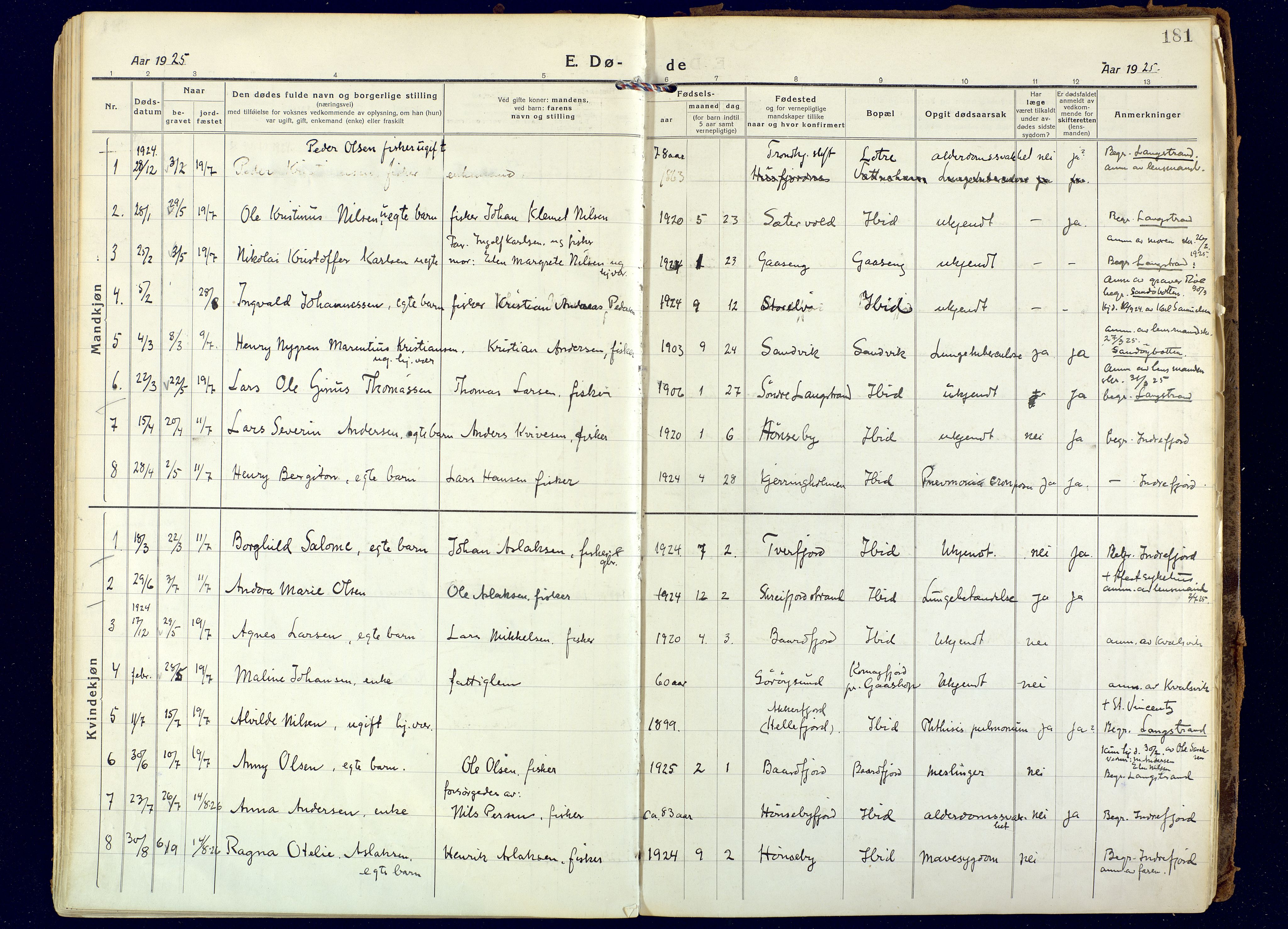 Hammerfest sokneprestkontor, SATØ/S-1347: Parish register (official) no. 18, 1918-1933, p. 181