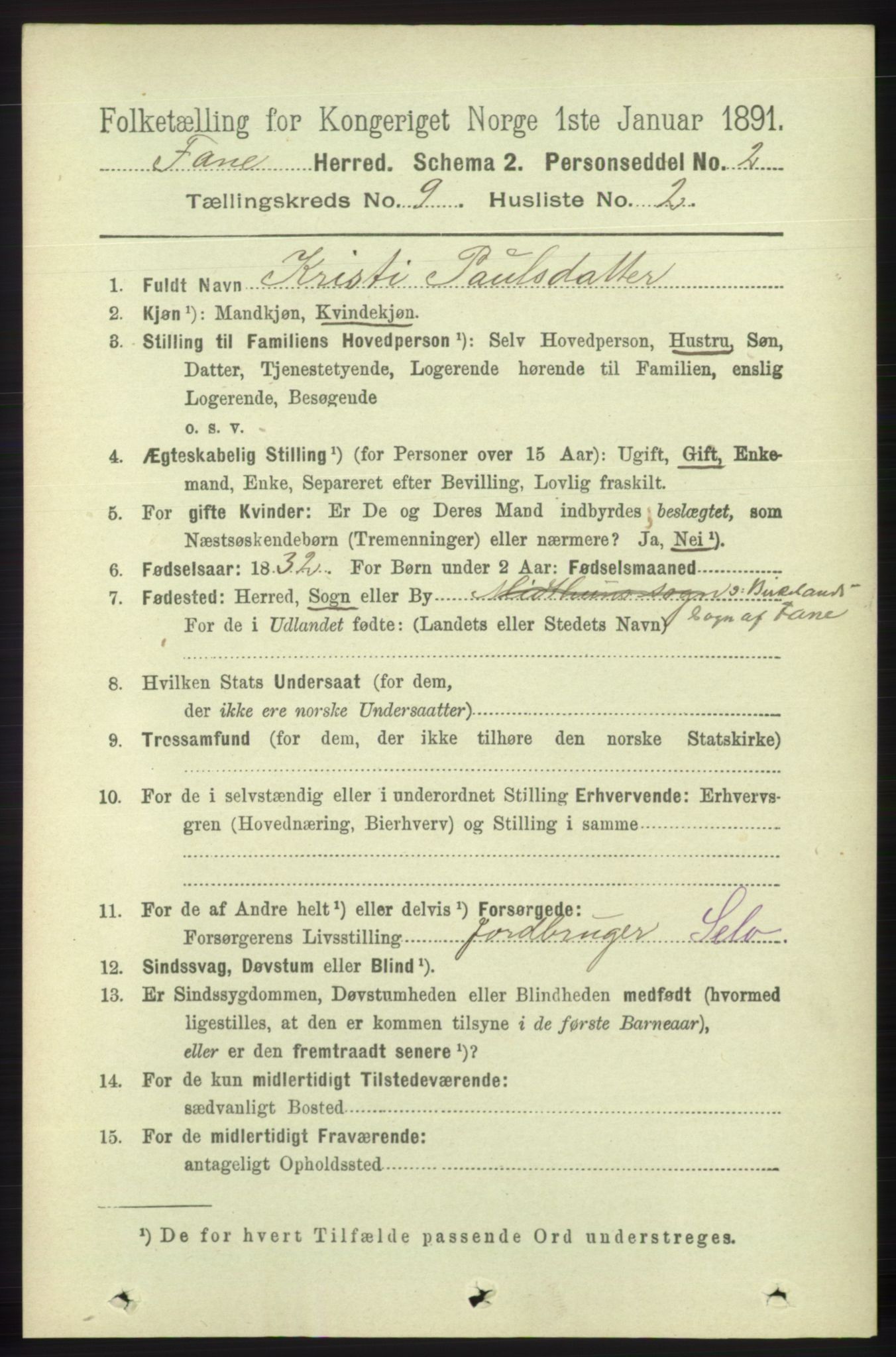 RA, 1891 census for 1249 Fana, 1891, p. 4832