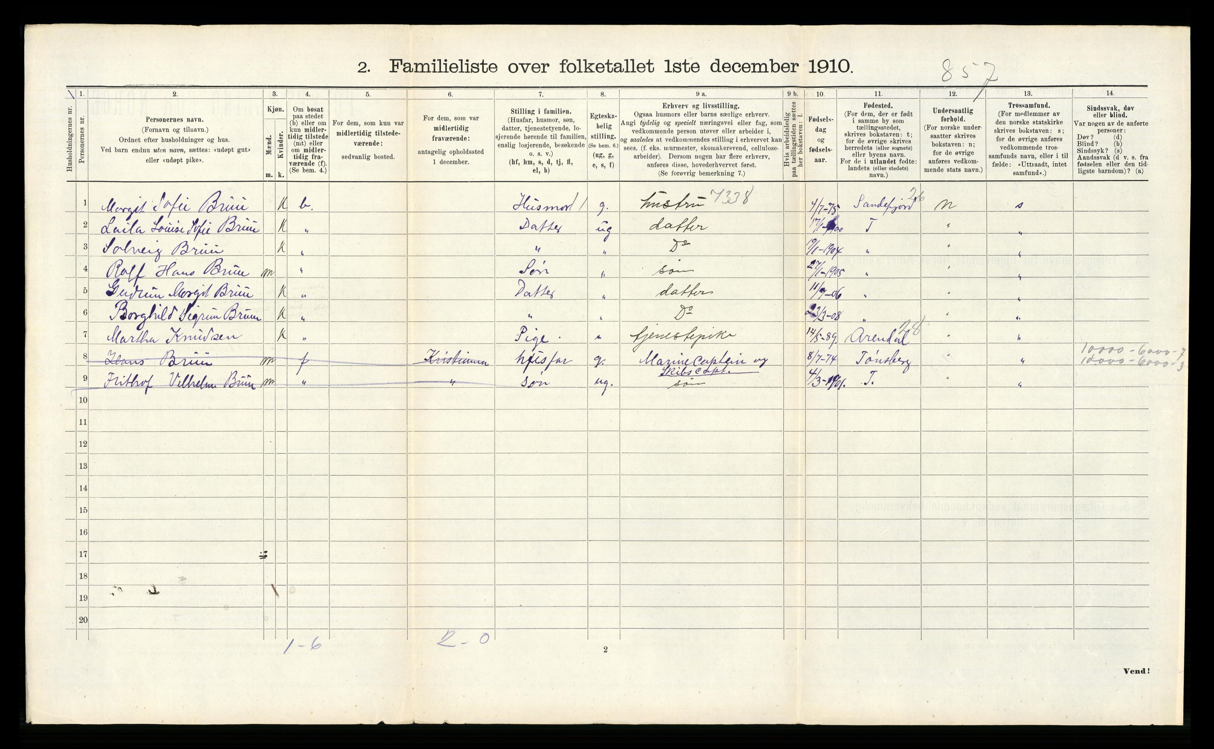 RA, 1910 census for Horten, 1910, p. 2373