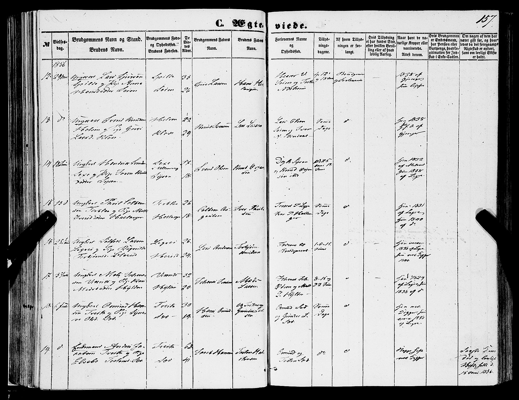 Ulvik sokneprestembete, SAB/A-78801/H/Haa: Parish register (official) no. A 13, 1853-1863, p. 157